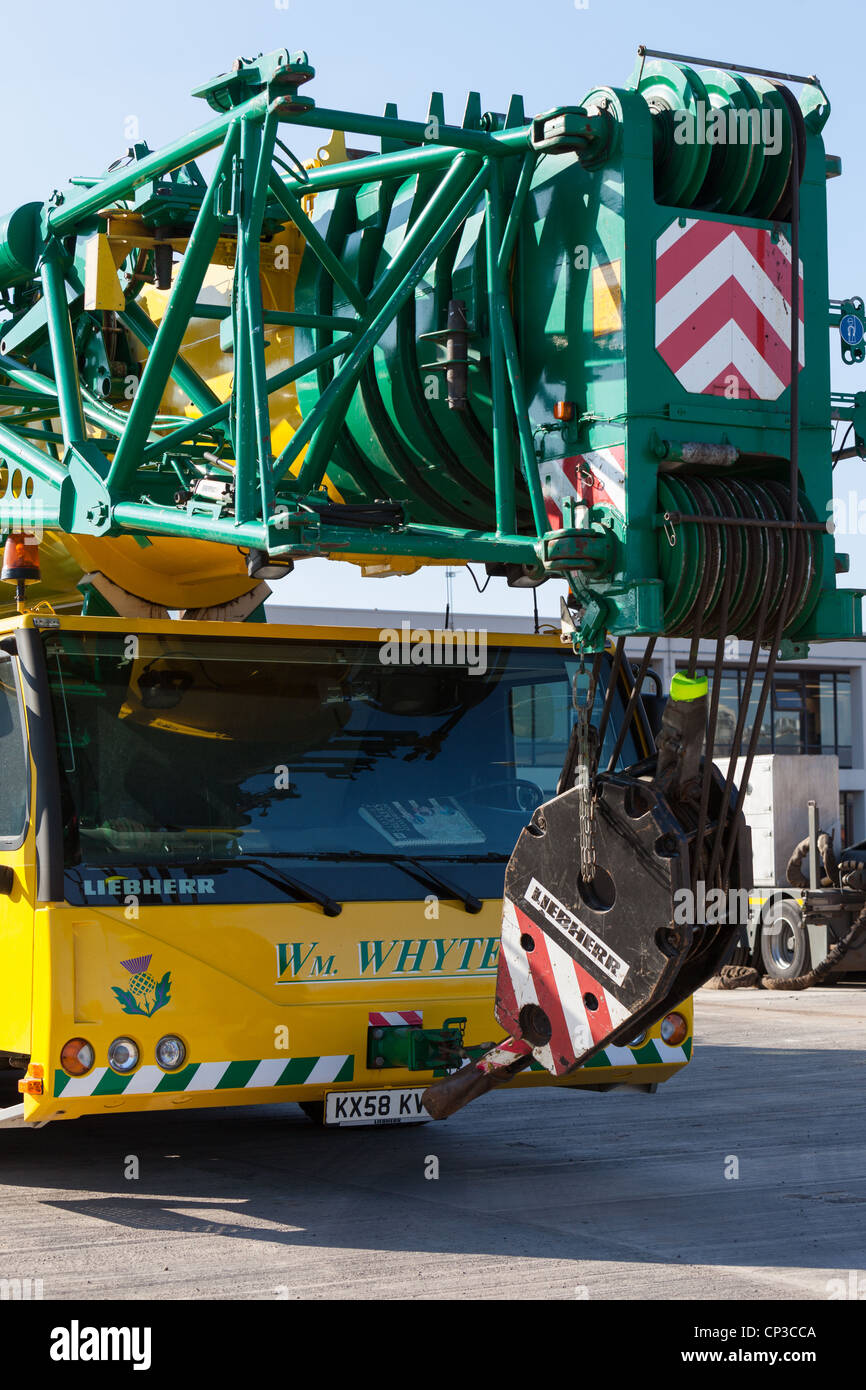 Mobile cranes for cargo handling at Montrose Port Scotland UK Stock