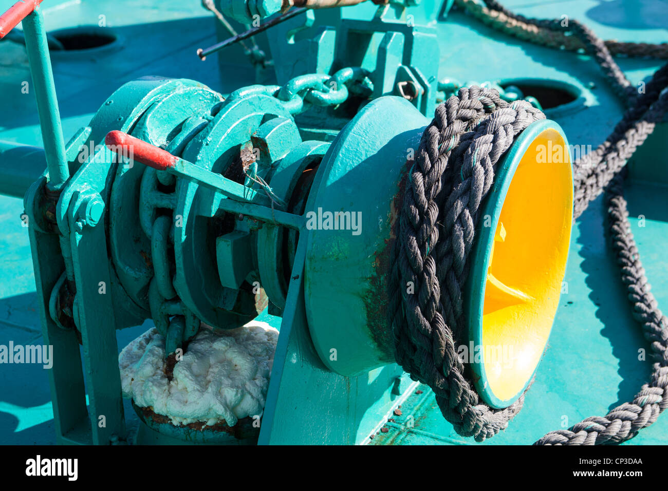 windlass on board cargo ship Montrose Docks Scotland UK Stock Photo Alamy