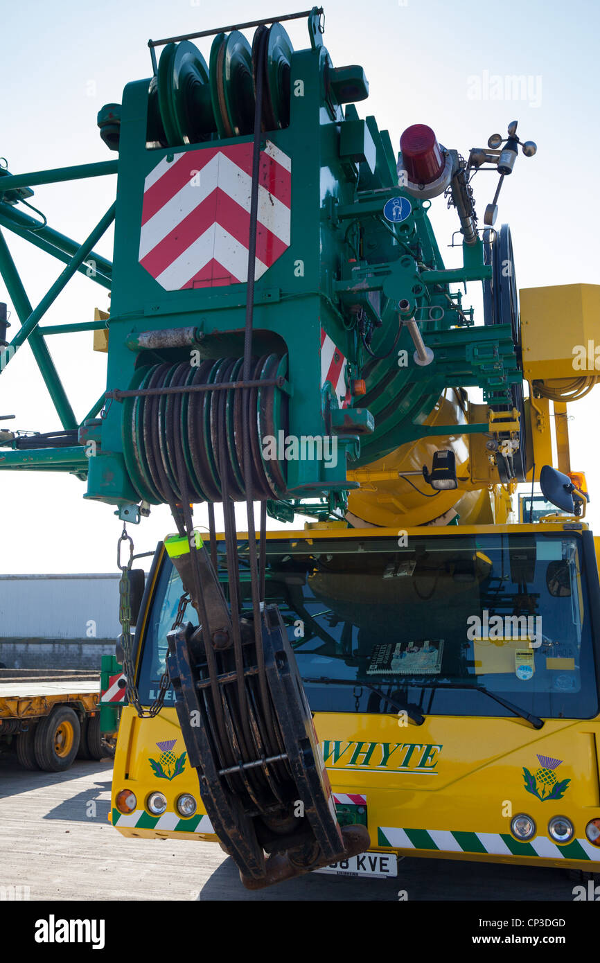Mobile cranes for cargo handling at Montrose Port Scotland UK Stock