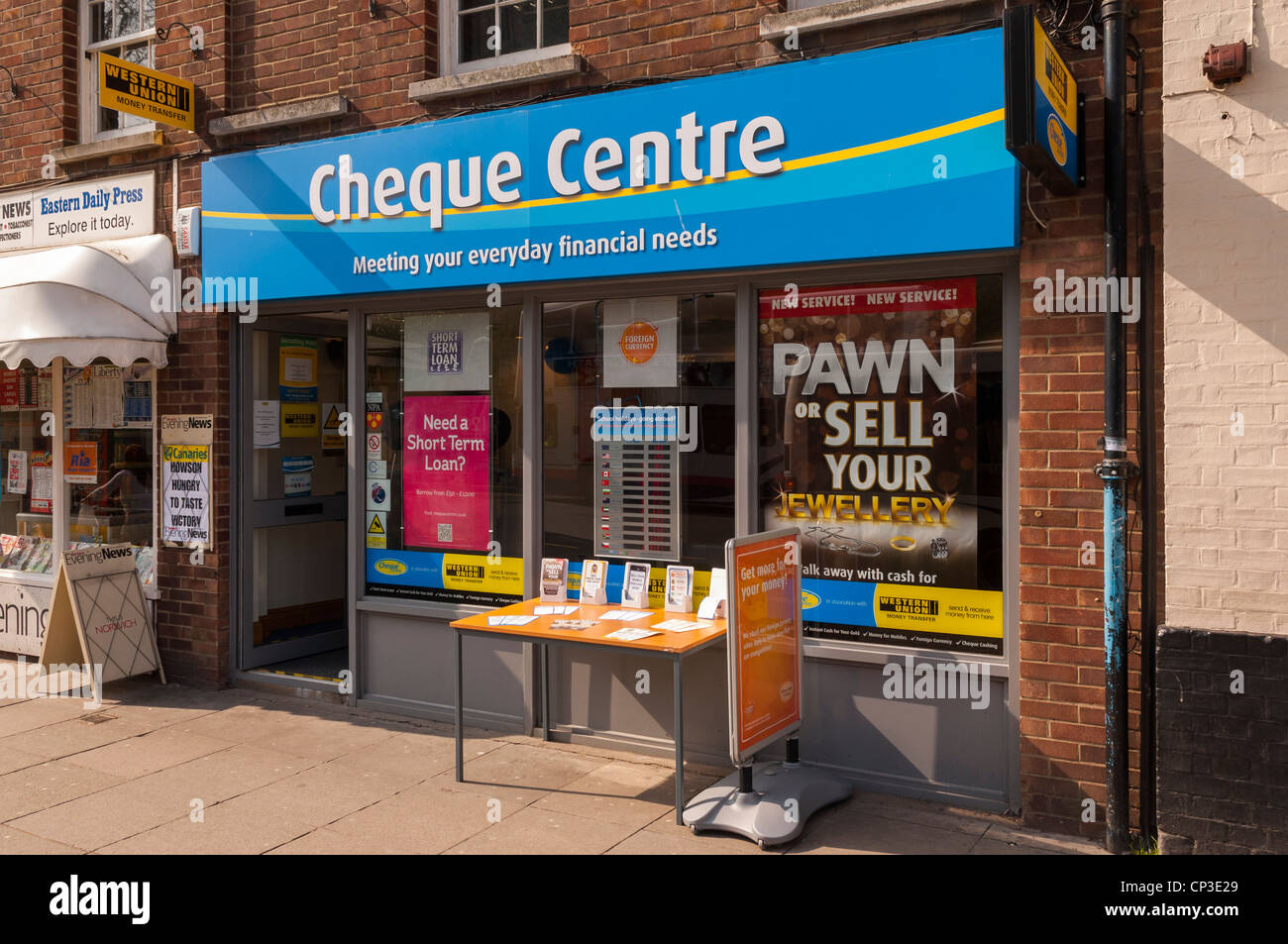 The Cheque Centre in Norwich , Norfolk , England , Britain , Uk Stock Photo