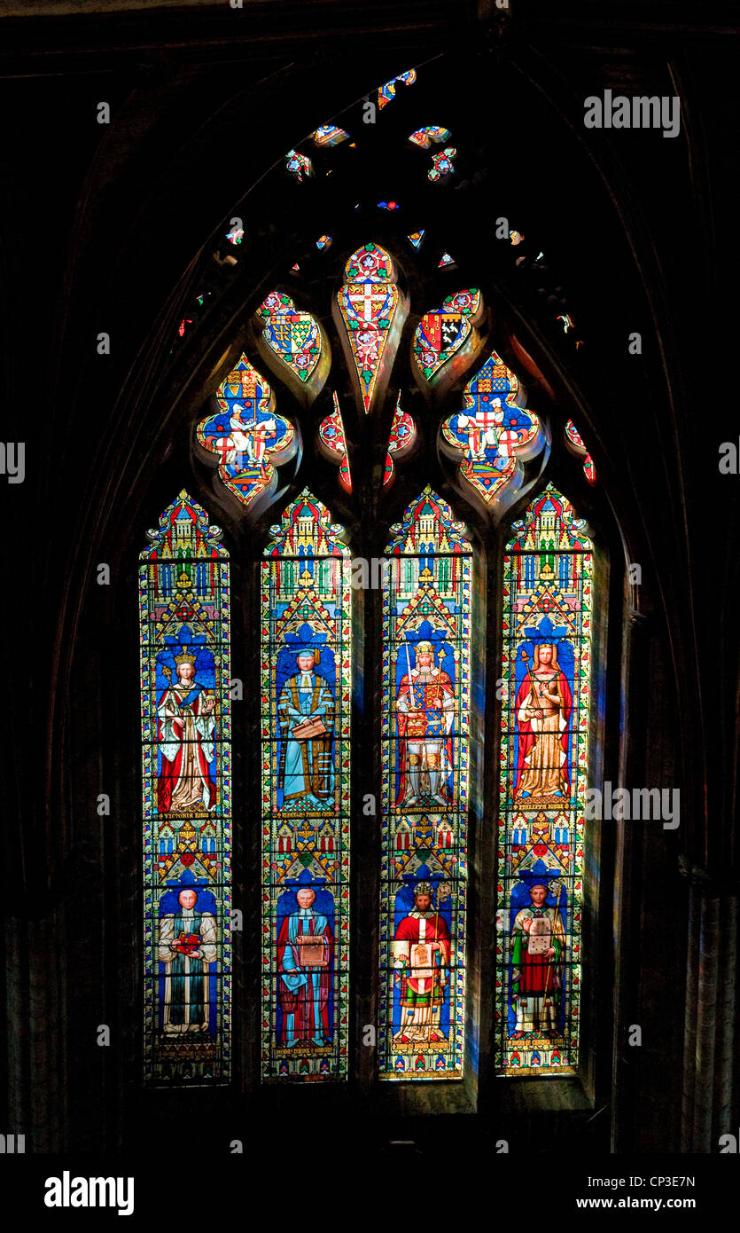 Stained glass windows inside Ely Cathedral Stock Photo Alamy