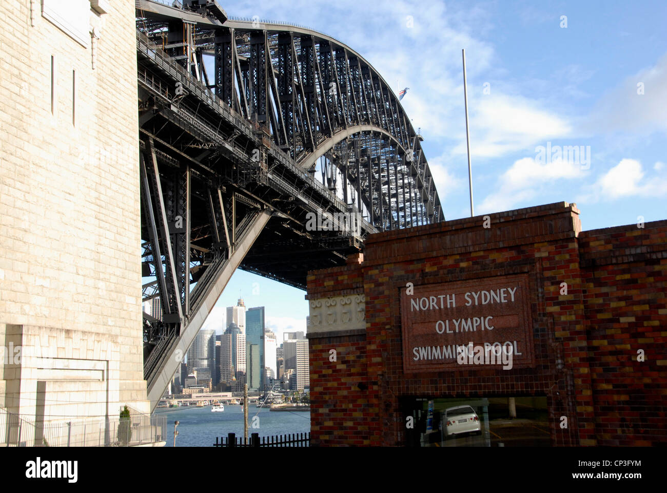North Sydney Olympic Pool on Sydney Harbour close to Sydney Harbour Bridge where more than 80 world records were set, Australia Stock Photo