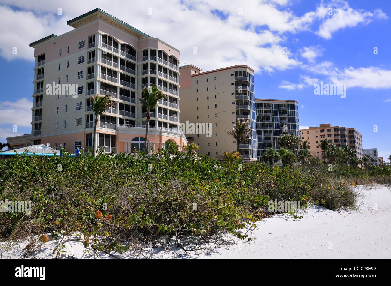 Beachfront hotels and condos at fort Myers Beach, Florida Stock Photo