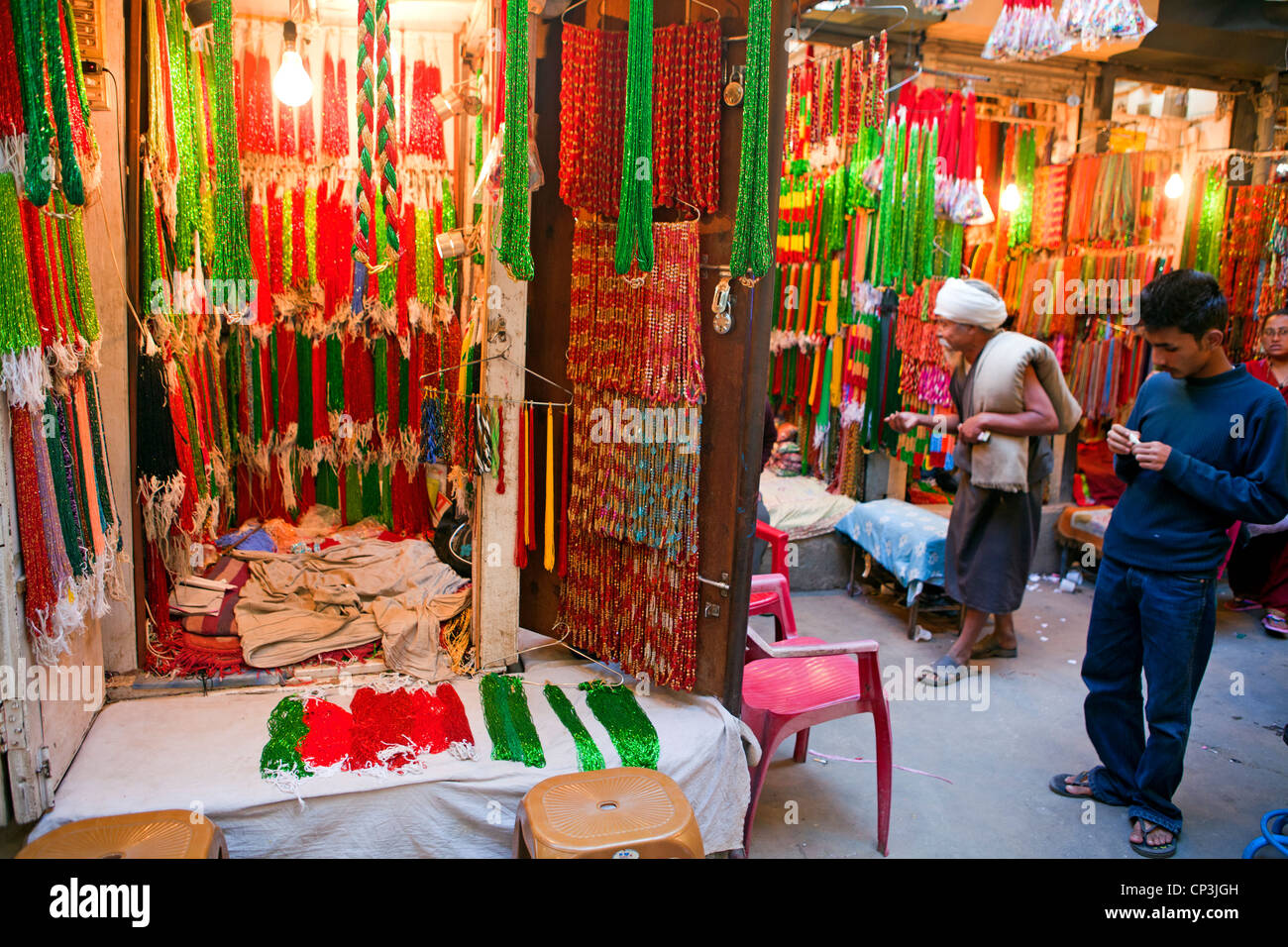 Bead shops in Thamel in Kathmandu Stock Photo
