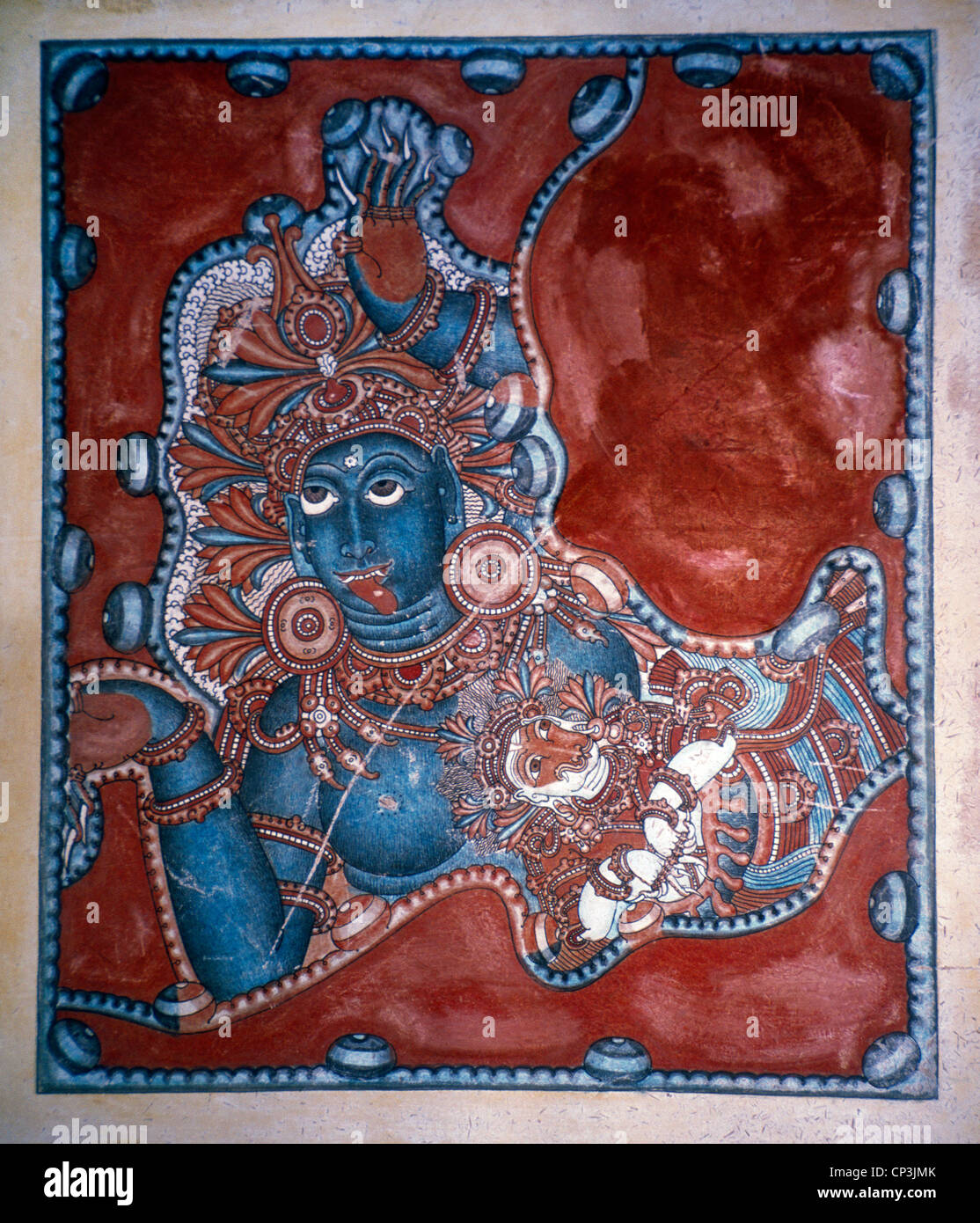 Kerala India Krishnapuram Palace Museum Painting Of Hanuman and Simhika Found At Mattancherry Kovilakam in Ernakulam District Stock Photo