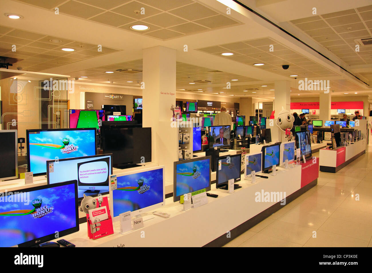Television department, Peter Jones Department Store, King's Road, Chelsea, London, Greater London, England, United Kingdom Stock Photo