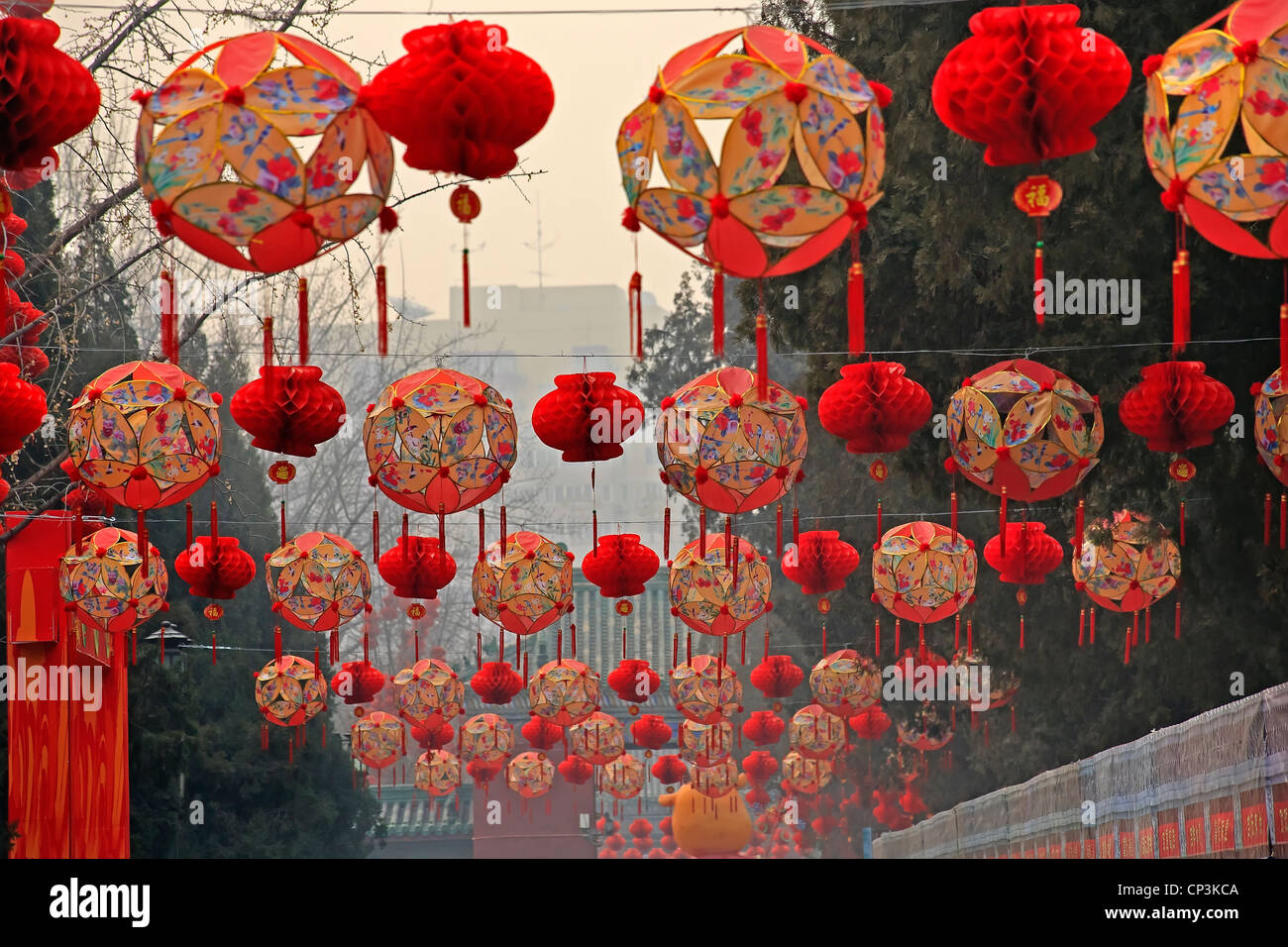 Lucky Red Lanterns Chinese Lunar New Year Decorations Ditan Park ...