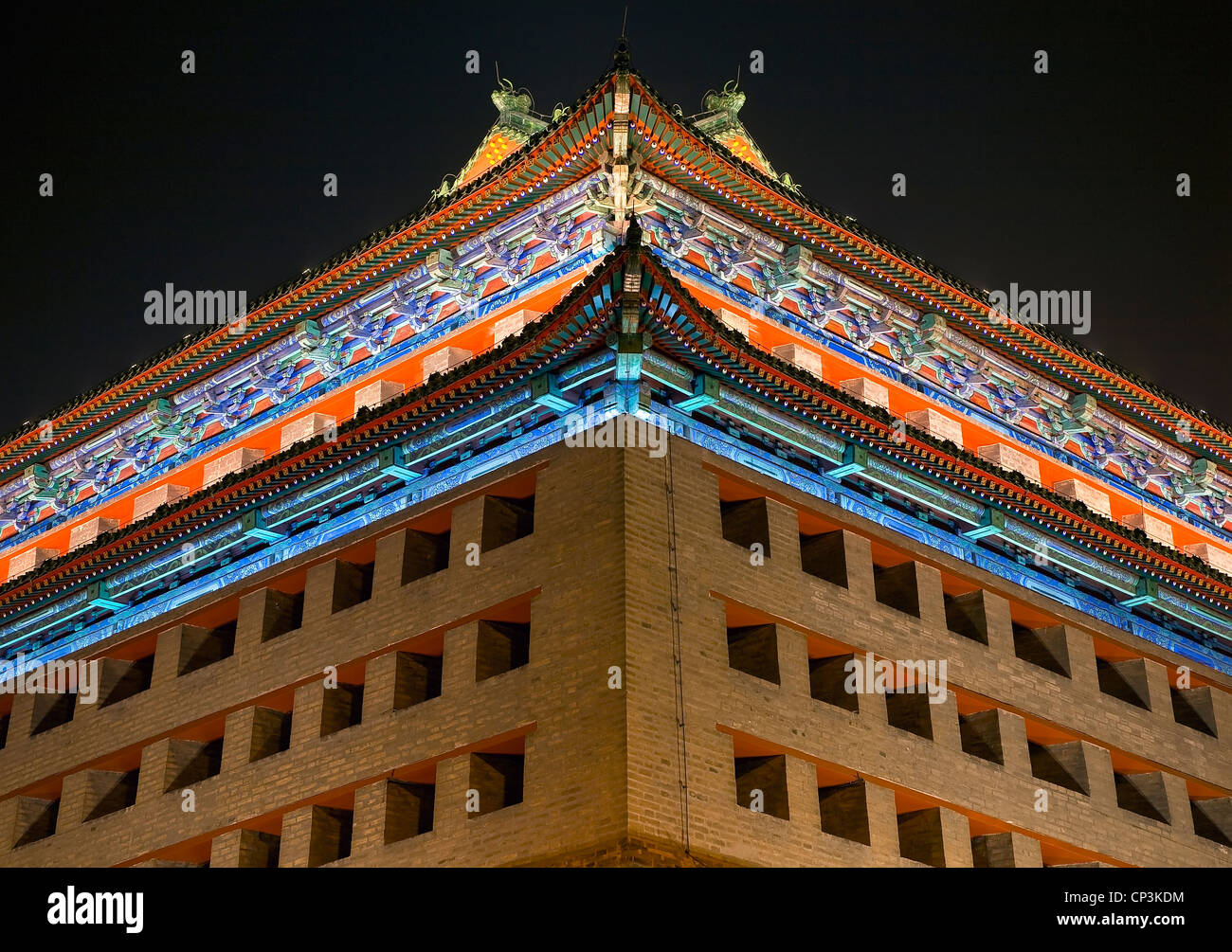 Ornate Corner Roof Southeast Watchtower Dongguan Men City Wall Park Beijing China Stock Photo