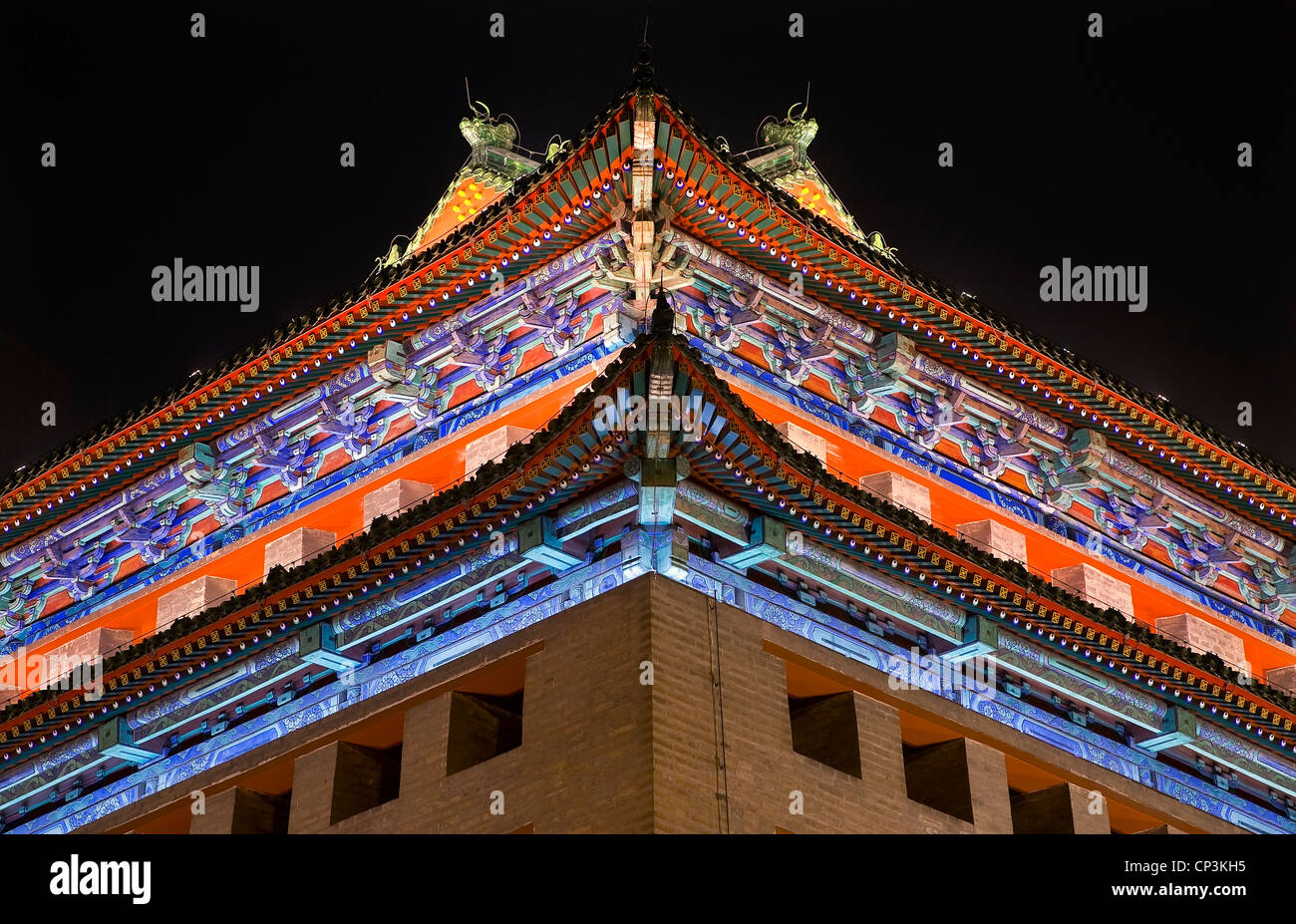 Ornate Corner Roof Southeast Watchtower Dongguan Men City Wall Park Beijing China Stock Photo