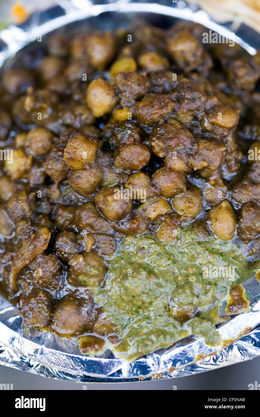 A plate of chole at the Sitaram chole bhature wala, Delhi, India Stock Photo