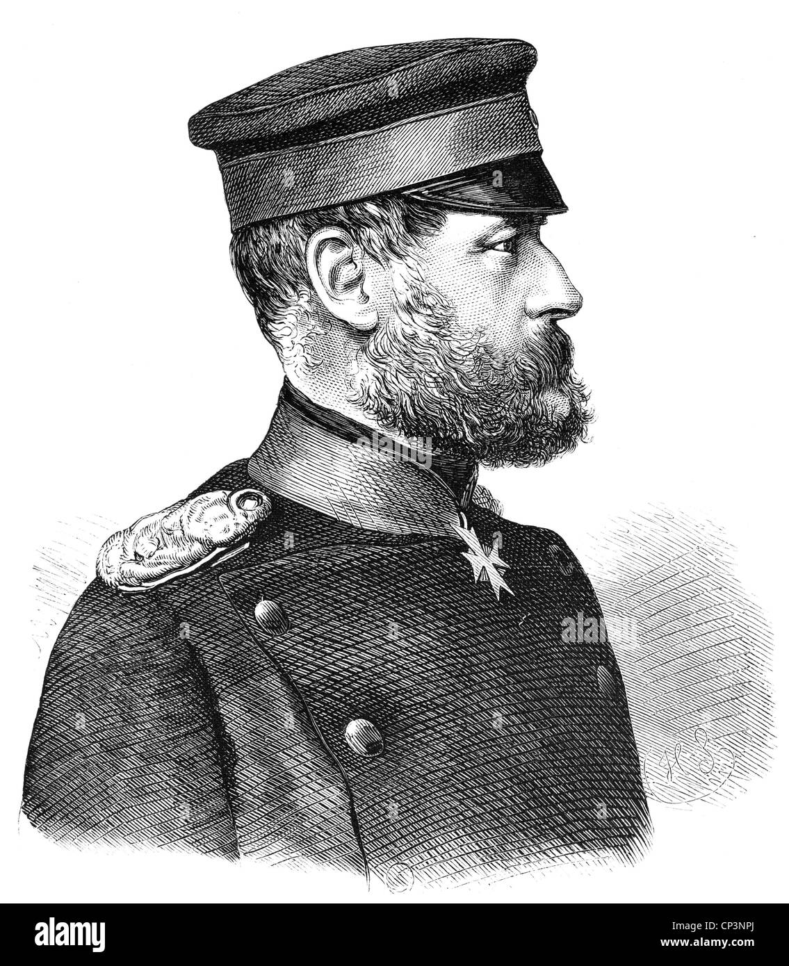 Stiehle, Gustav von, 14.8.1823 - 15.11.1899, Prussian general, portrait, wood engraving, circa 1870, Stock Photo