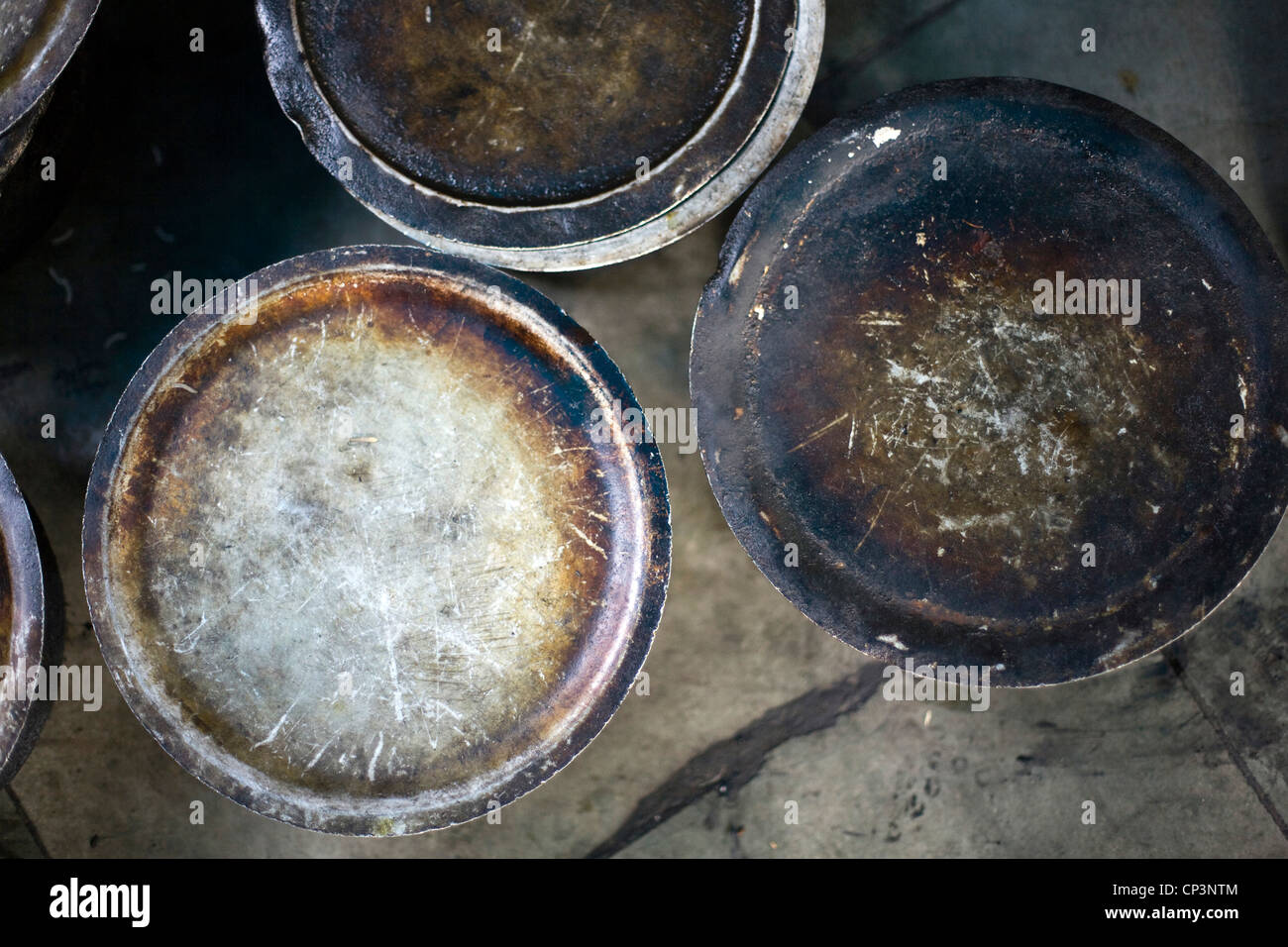 Pots of rice at Babu Shahi Bawarchi, New Delhi, India Stock Photo