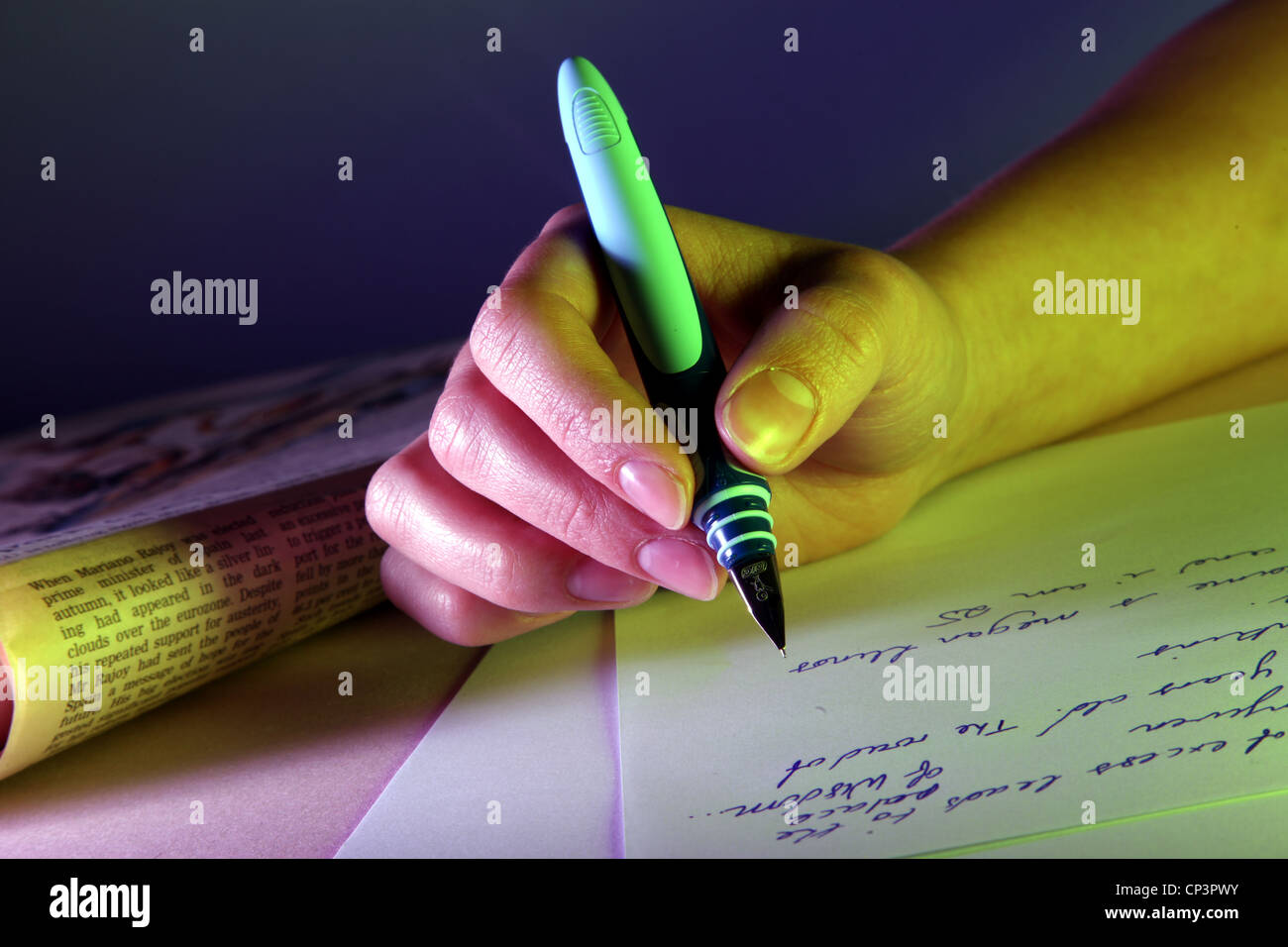Handwriting with fountain pen and ink Stock Photo - Alamy