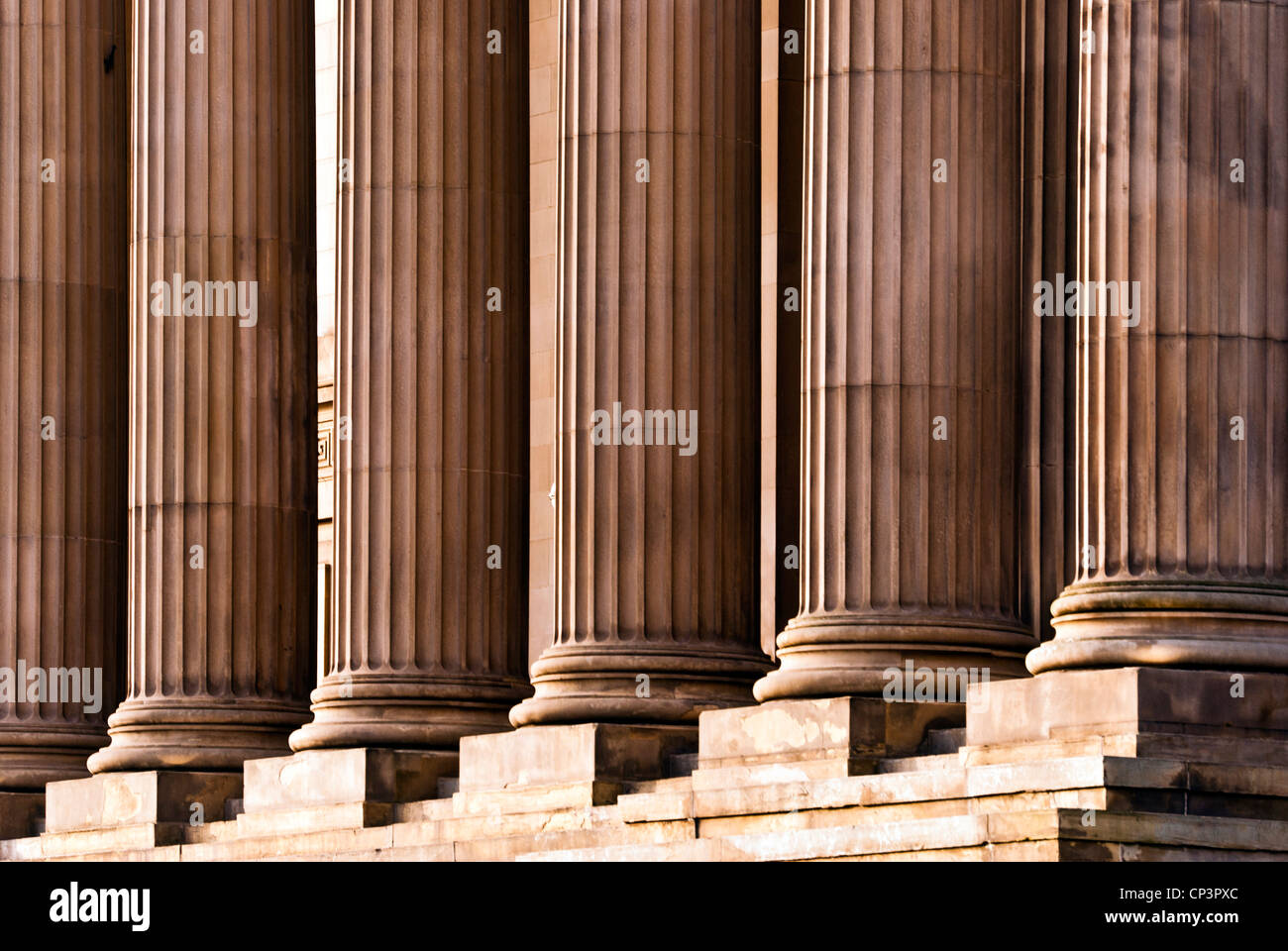 Columns of St.Georges Hall, Liverpool, England, UK Stock Photo