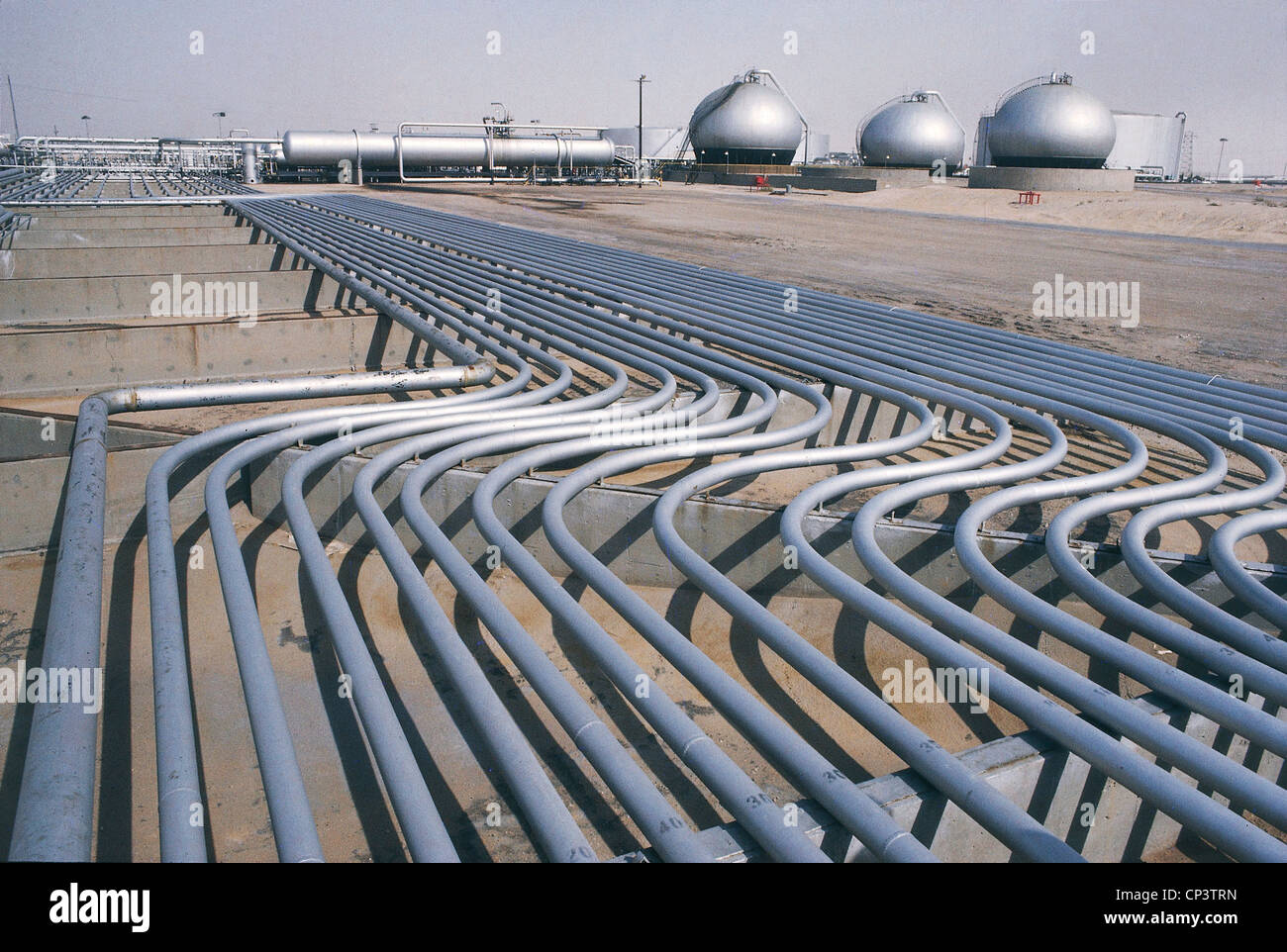 Saudi Arabia - Oil and separation plant-derived products in the oil center of Abqaiq Stock Photo