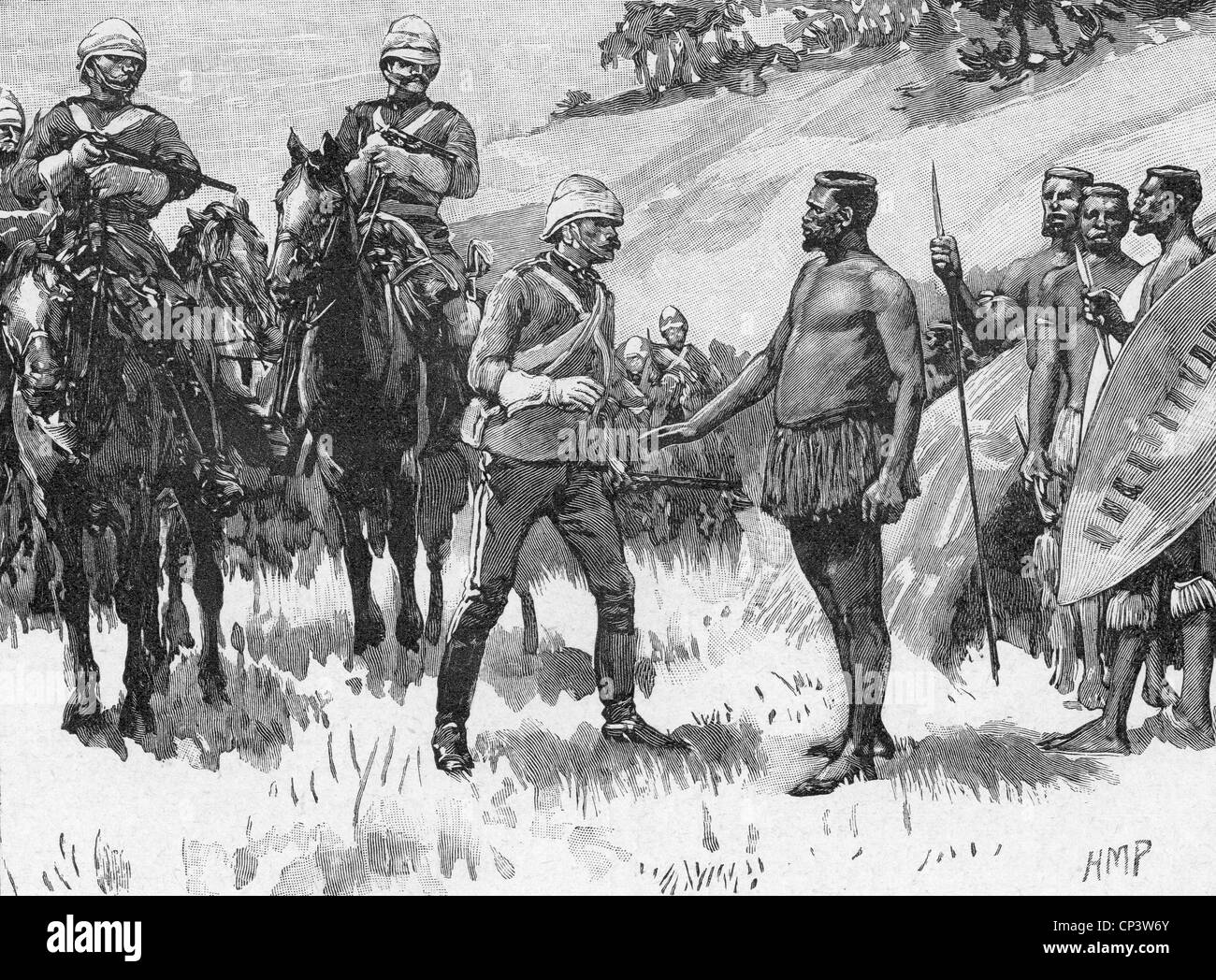 CETSHWAYO kaMPANDE (1826-1884) iZulu chief surrenders in July 1879 at conclusion of the Anglo-Zulu War Stock Photo