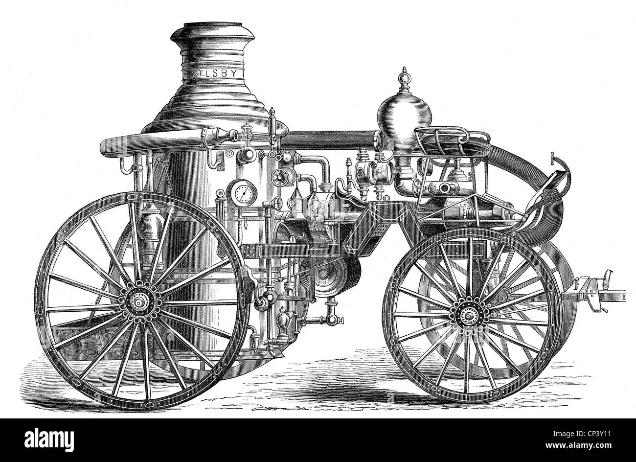 fire, fire service, equipment, steam fire engine of Selsby Company