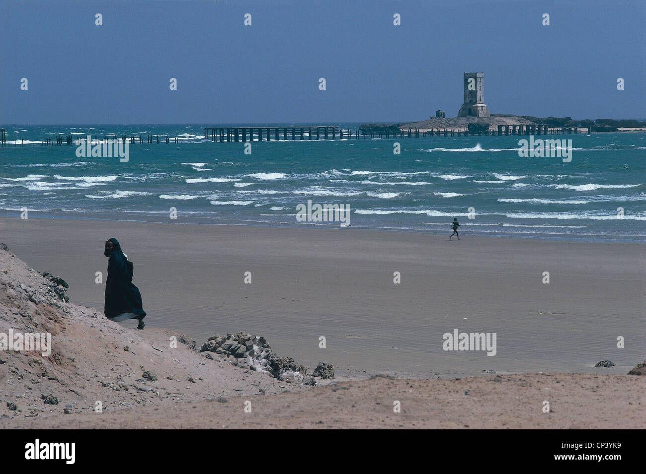 Somalia - Brava - Costa and old lighthouse. Stock Photo