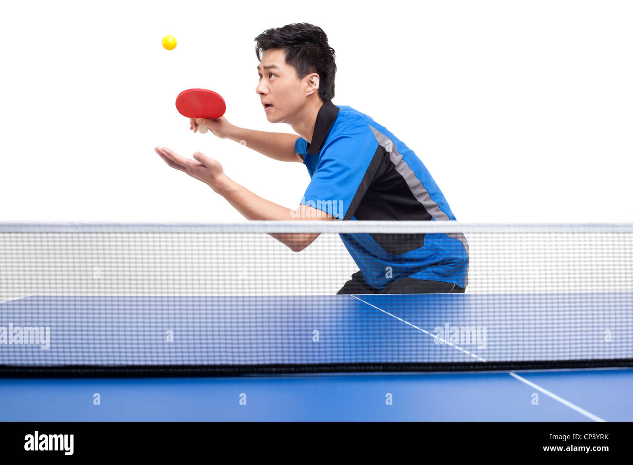 Table tennis player ready to serve Stock Photo - Alamy