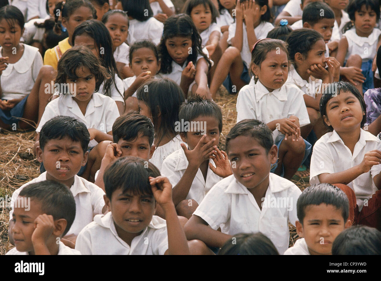 Caroline Islands - Island of Palau. Children Stock Photo