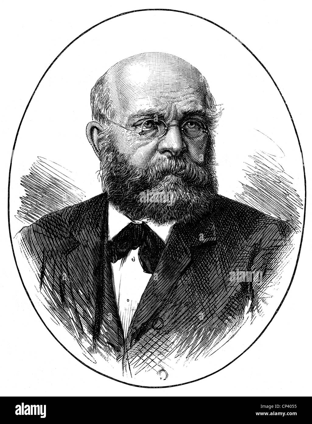 Burger, Ludwig, 19.9.1825 - 22.10.1884, German painter, portrait, wood engraving, after photo by H. Graf, published in 1884, Stock Photo