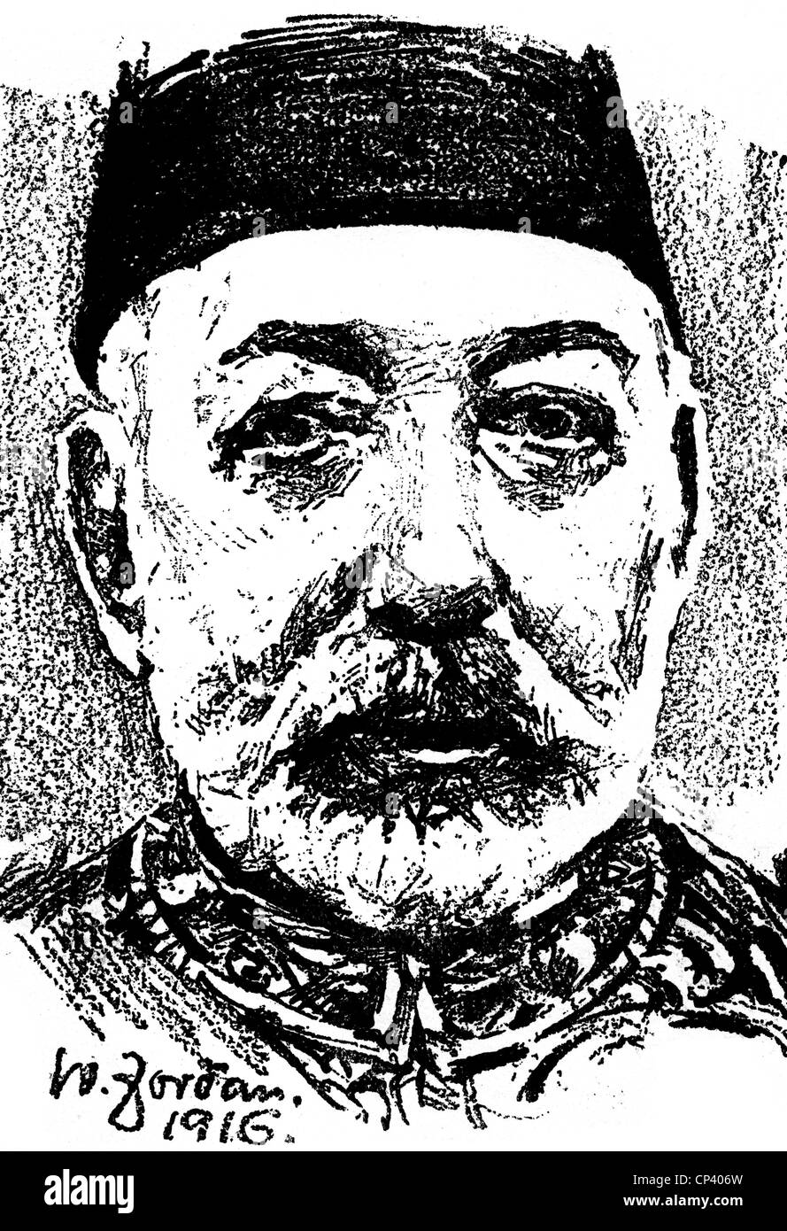 Mehmed V Resad, 2.11.1844 - 3.7.1918, Sultan of the Ottoman Empire 27.4.1909 - 3.7.1918, portrait, drawing by Jordan, 1916, Stock Photo