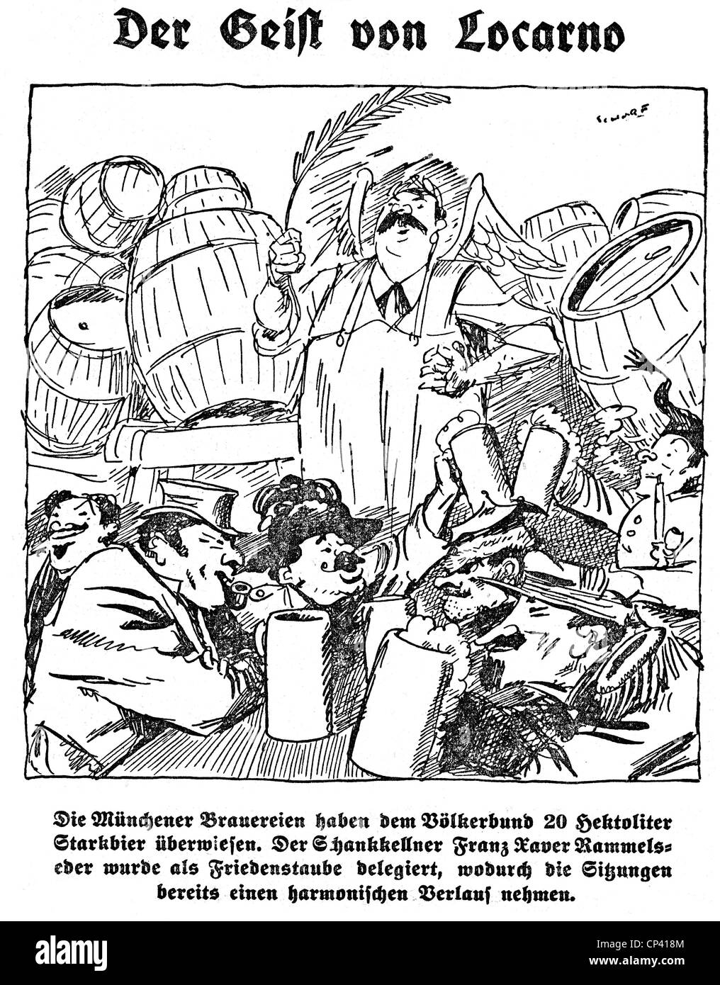 politics, League of Nations, caricature, 'The spirit of Locarno', drawing by Scharf, 'Welt am Sonntag', 28.2.1926, Additional-Rights-Clearences-Not Available Stock Photo