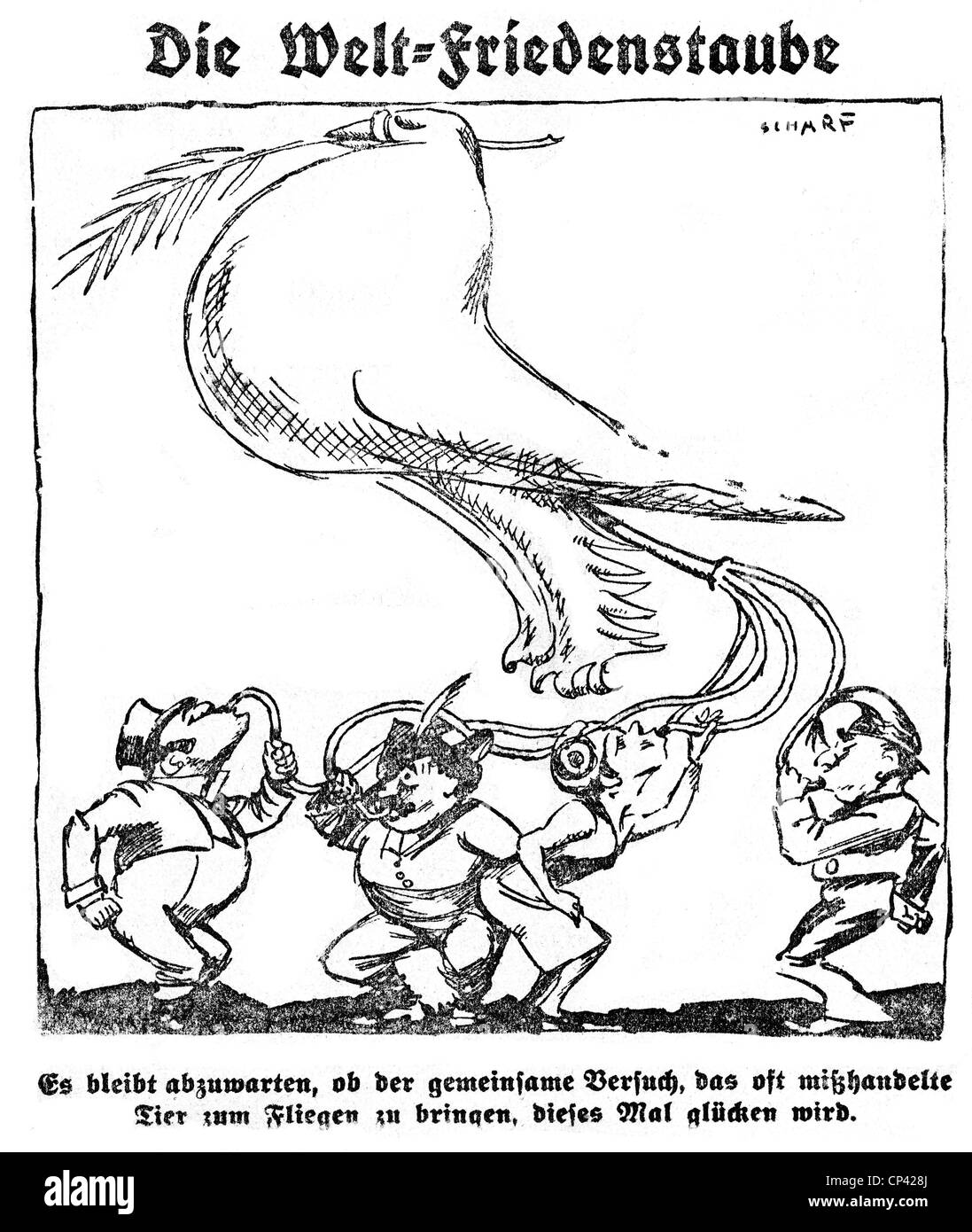 politics, League of Nations, caricature, 'The World Peace Dove', drawing by Scharf, 'Welt am Sonntag', 25.12.1926, Additional-Rights-Clearences-Not Available Stock Photo