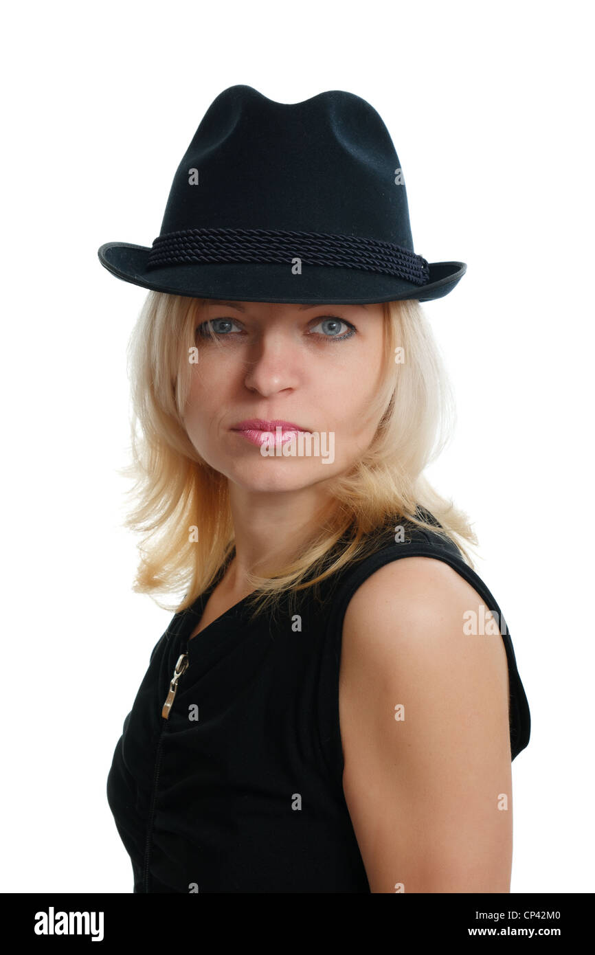 Black hat woman hi-res stock photography and images - Alamy
