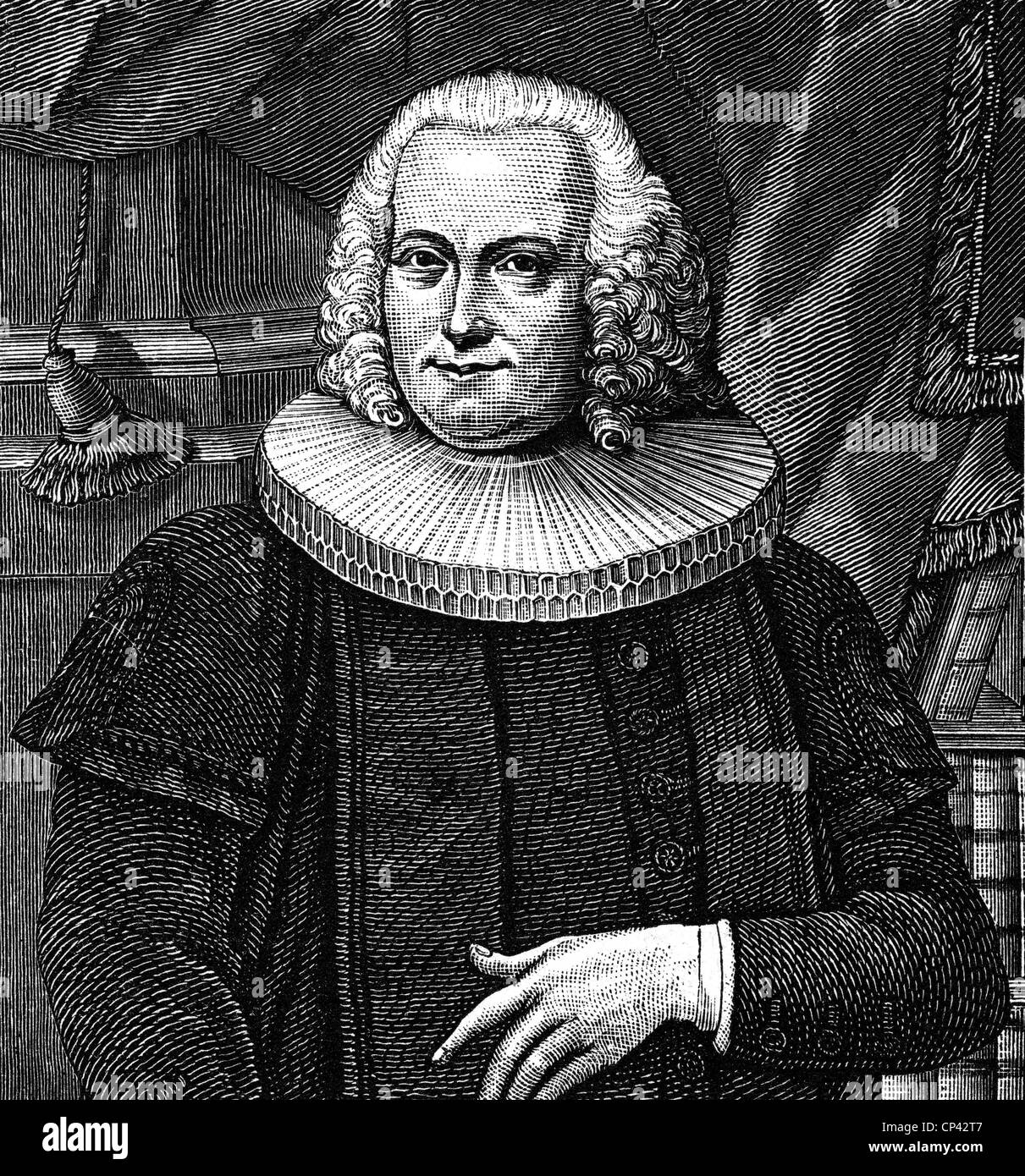 Goetze, Johann Christian, 13.8.1692 - 5.6.1749, German theologian, librarian, half length, wood engraving, 19th century, Stock Photo