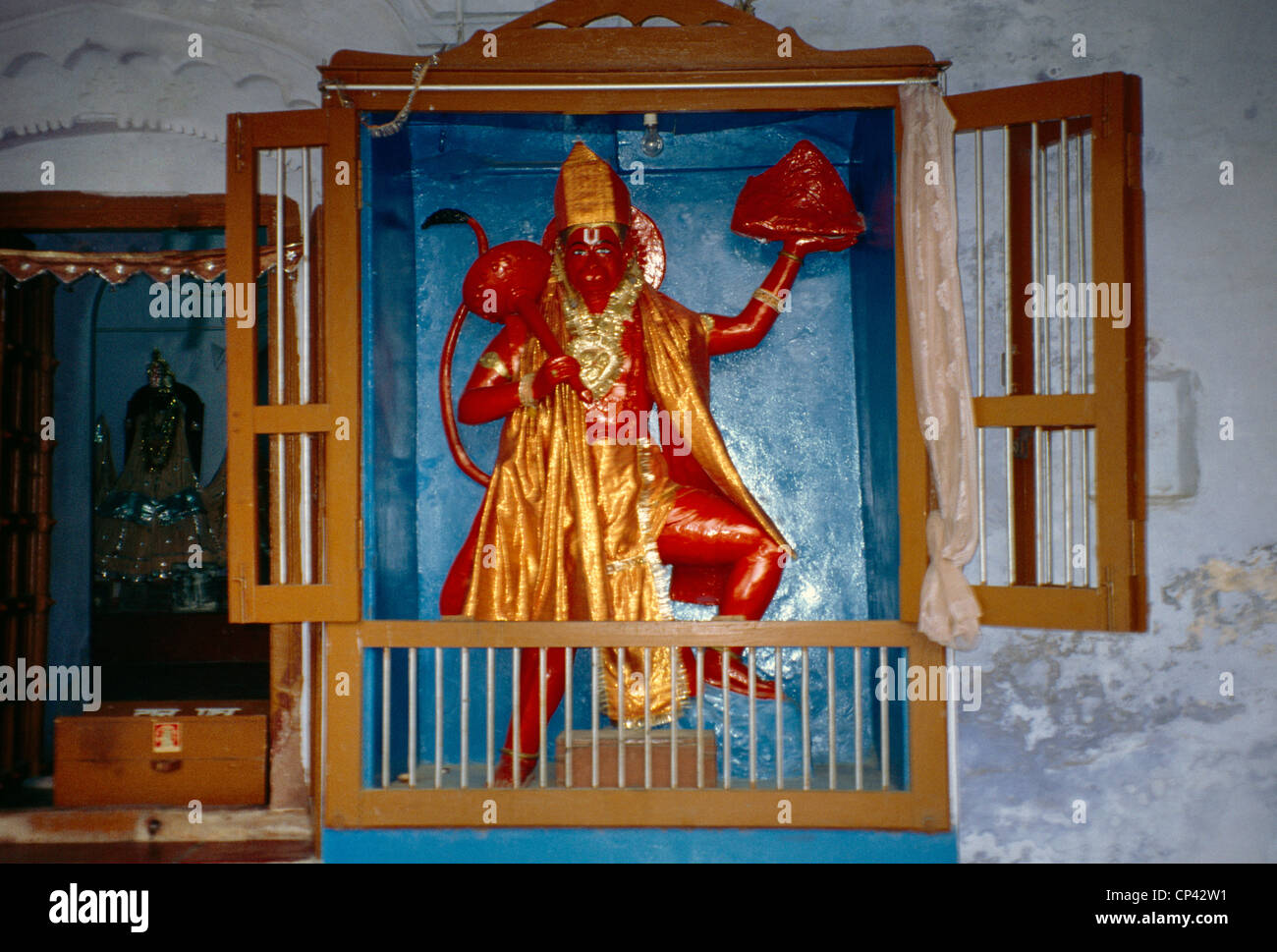 Rishikesh India Hanuman holding the Gada and Dronagiri Parvat Stock Photo