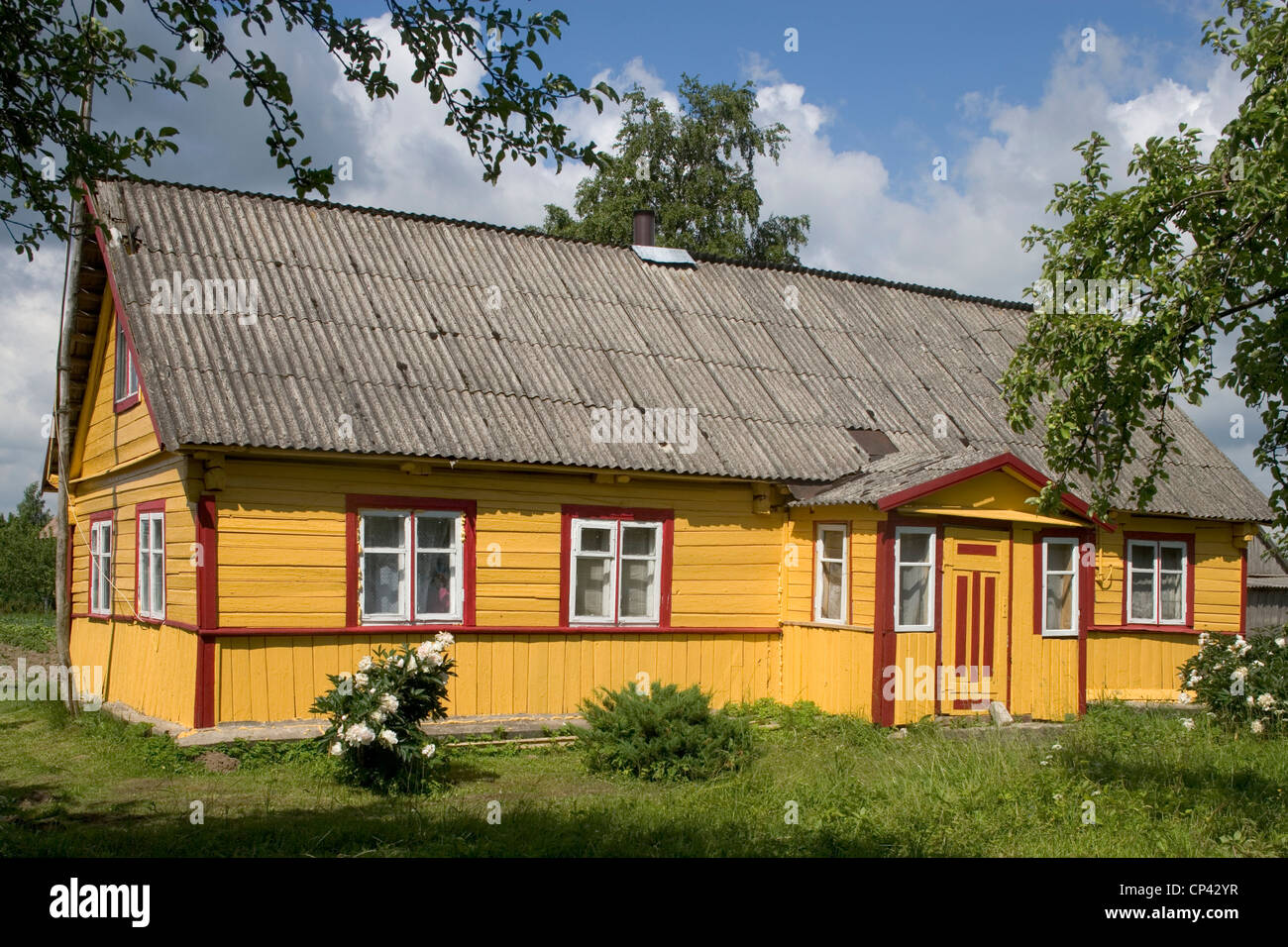 Lithuania - Panevezys County - Typical house near Antas Stock Photo