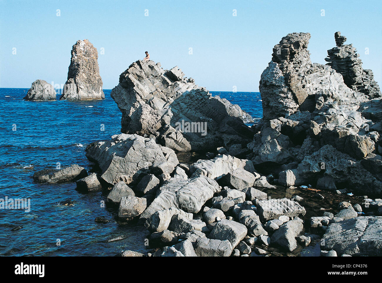 Sicily Aci Trezza The Rocks Of The Cyclops Stock Photo