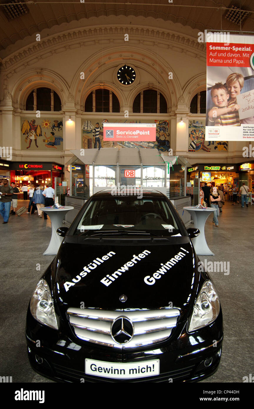 Germany Bremen Bremen. A car in front of the train station. Night