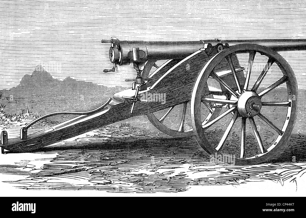 military, artillery, cannon, Whitworth rifled breech loader, patent 1855,  wood engraving, "Illustrierter Kalender", 1862,  Additional-Rights-Clearences-Not Available Stock Photo - Alamy