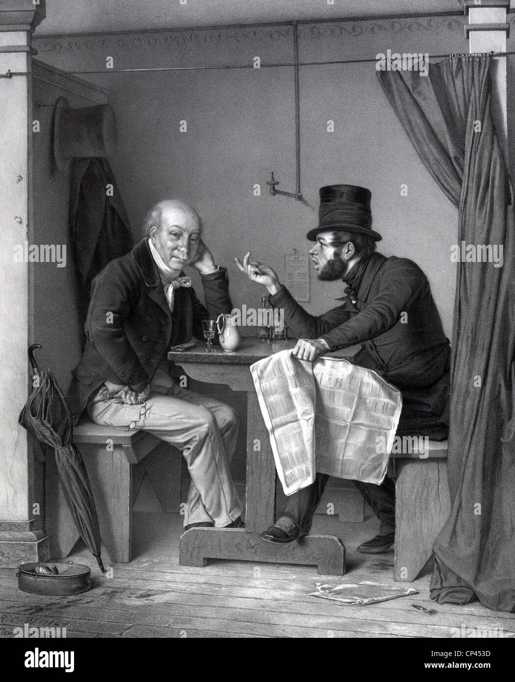 Politics in an oyster-house , 1851 Stock Photo