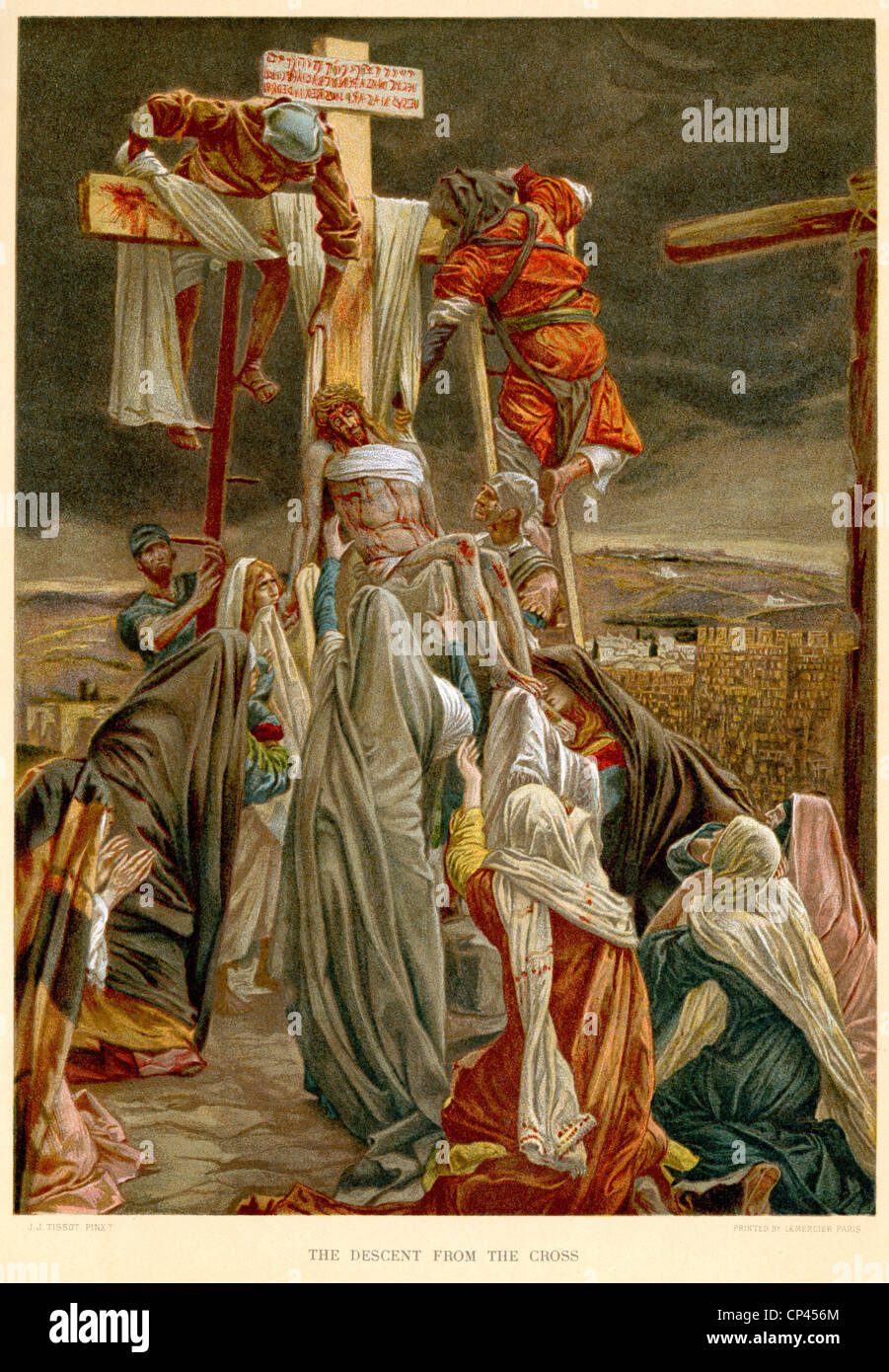 Lithograph of Jesus Christ taken down from the Cross, by James Tissot Stock Photo