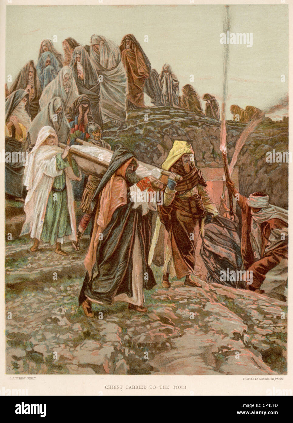 Lithograph of Jesus Christ carried to the Tomb, by James Tissot Stock Photo