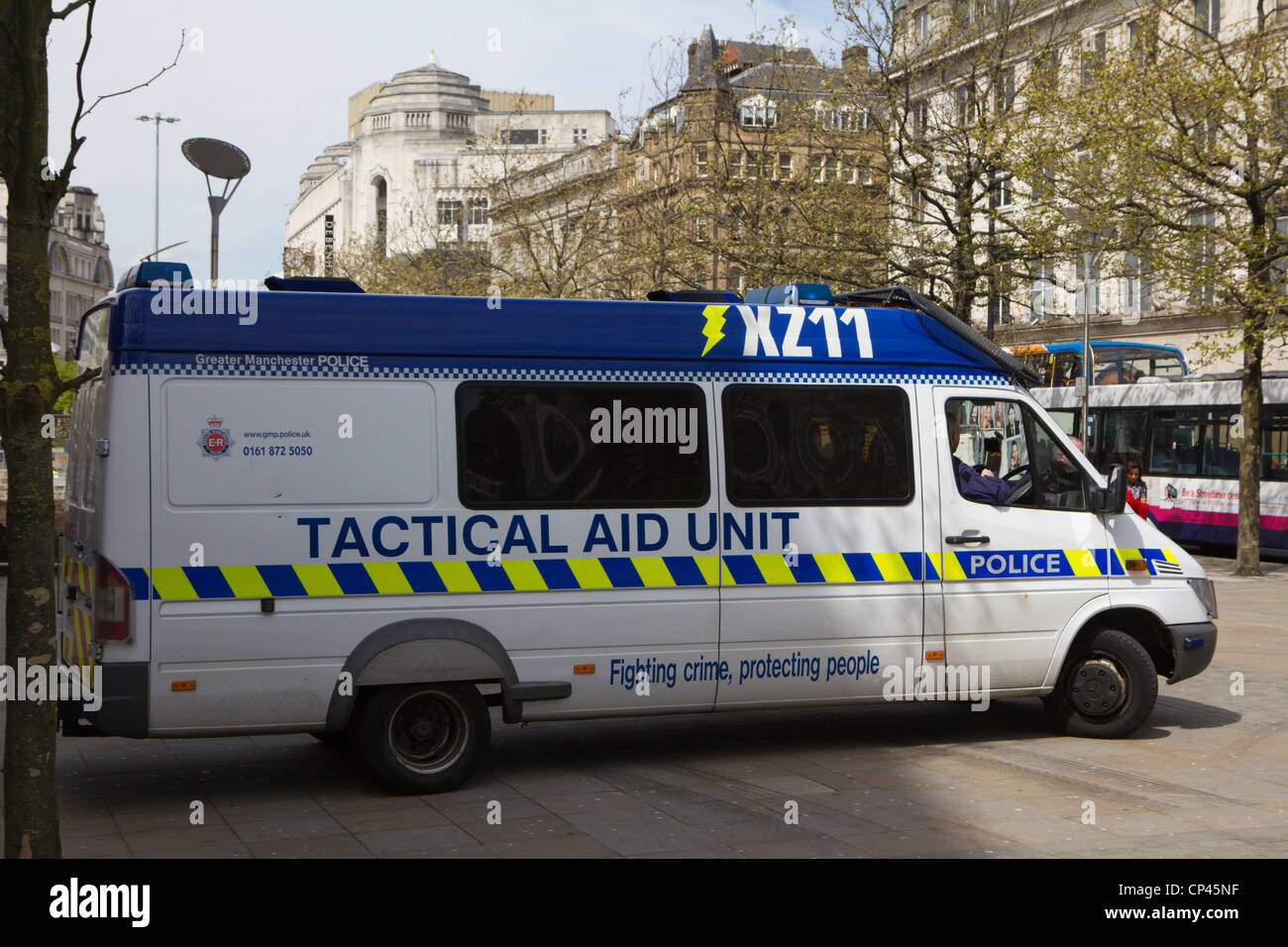 police tactical aid unit manchester city centre england uk Stock Photo