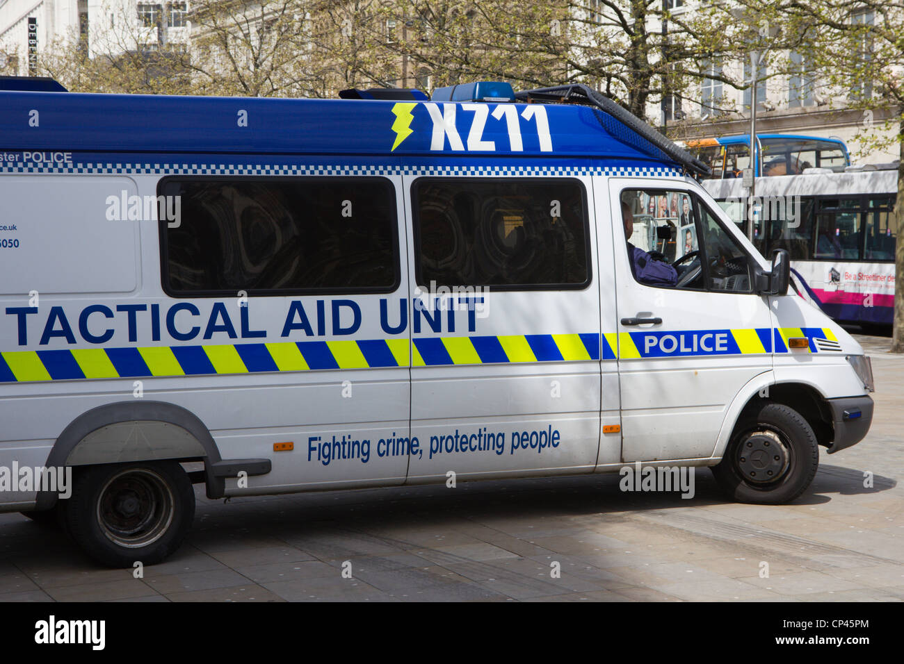 police tactical aid unit manchester city centre england uk Stock Photo
