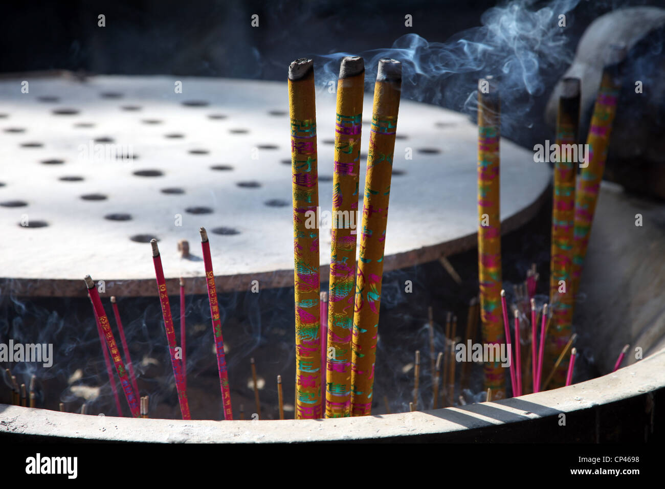 It's a photo of a place where people burn incense to pray in a Chinese
