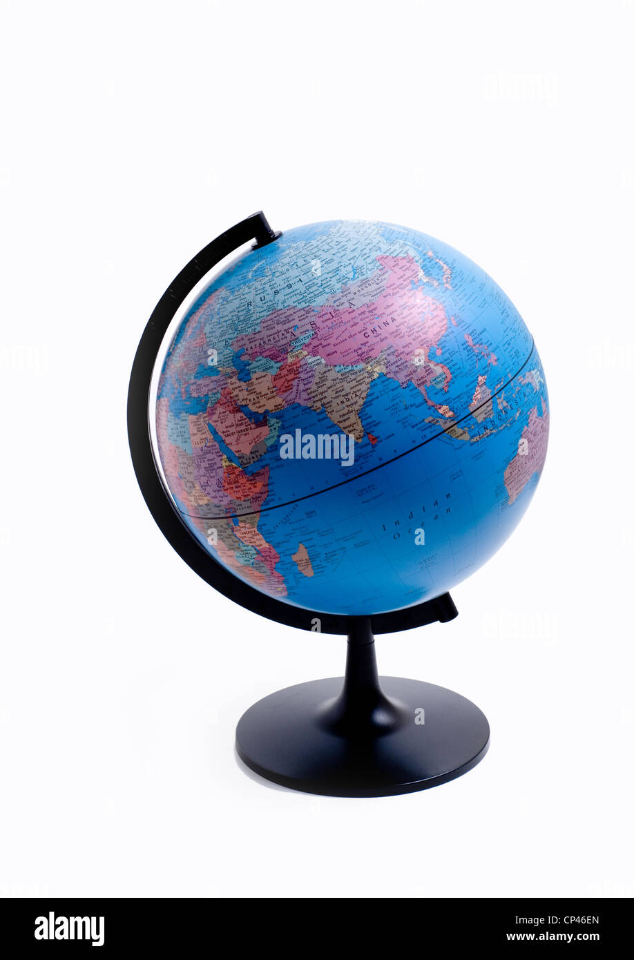 World Map globe on white background, nobody. Stock Photo