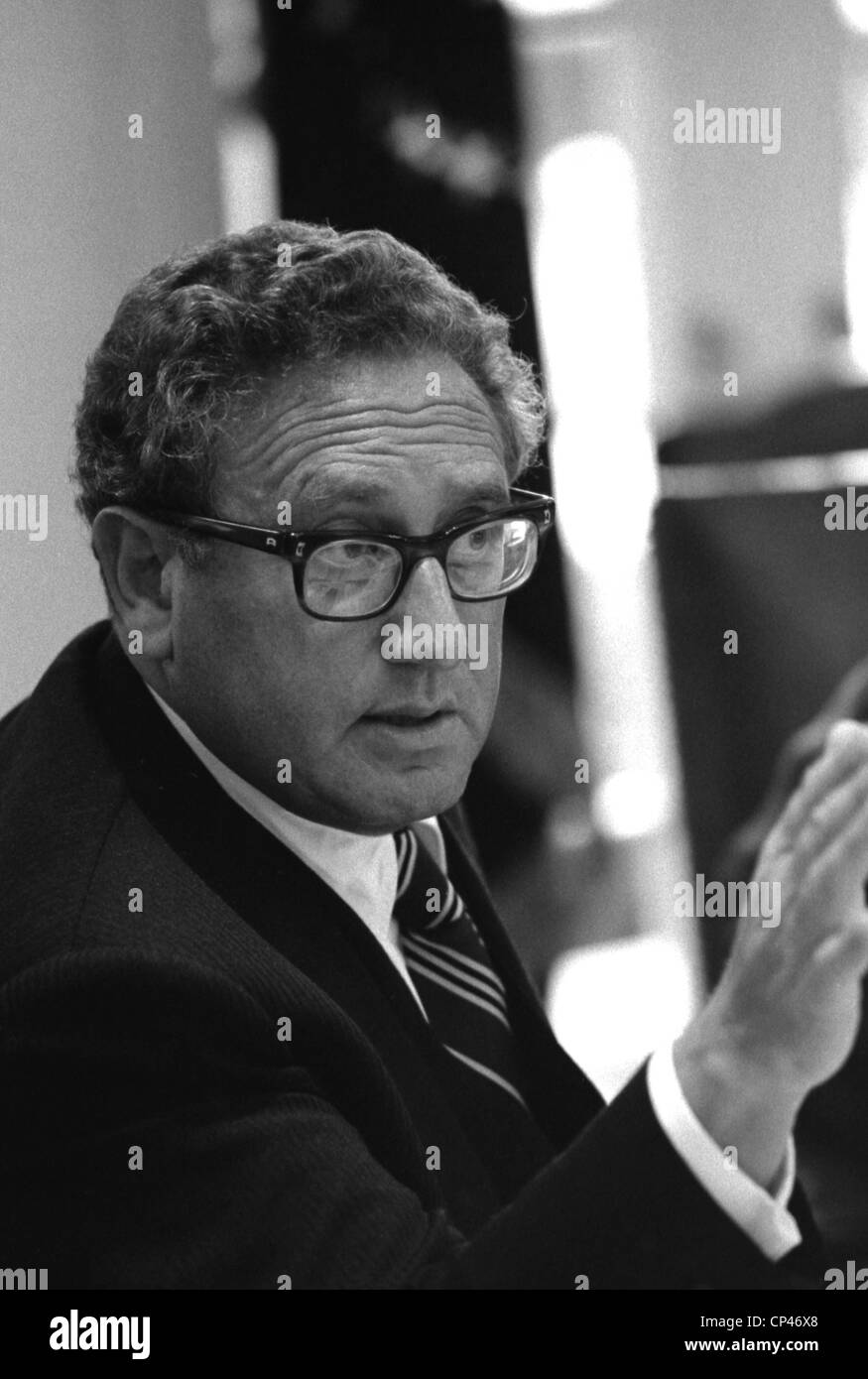 Henry Kissinger in a meeting following the assassinations in Beirut of Ambassador Francis Meloy and Economic Counselor Robert Stock Photo