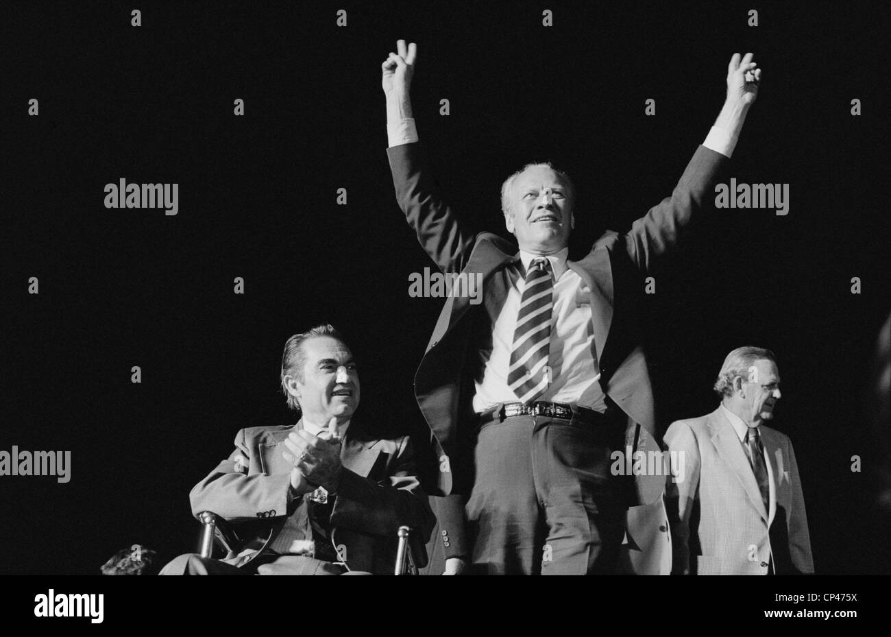 President Gerald Ford shares the stage with wheelchair bound Democratic