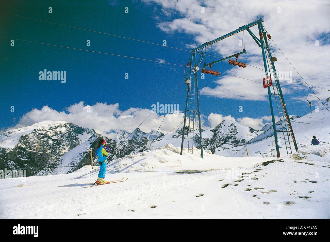 Tyrol Stelvio National Park Refuge Livre Summer Skiing Stock Photo
