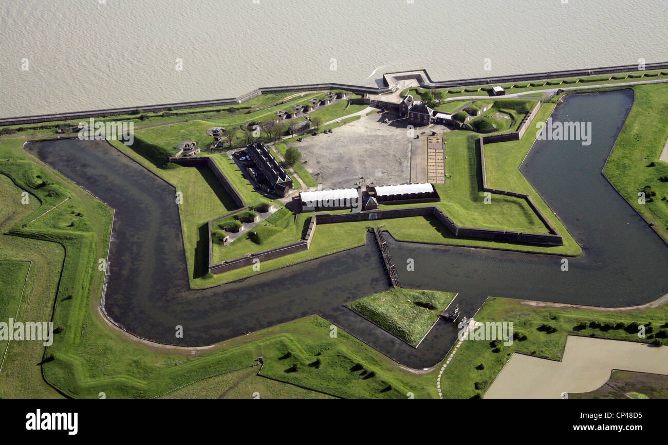 aerial view of Tilbury Fort or also known as the Thermitage Bulwark, or West Tilbury Blockhouse  in Essex Stock Photo