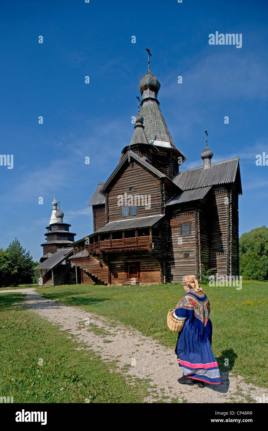 Russia, near Novgorod. Vitoslavlitsy museum of architecture in wood. Church of the Nativity of Our Lady from Periodiki (1531) Stock Photo
