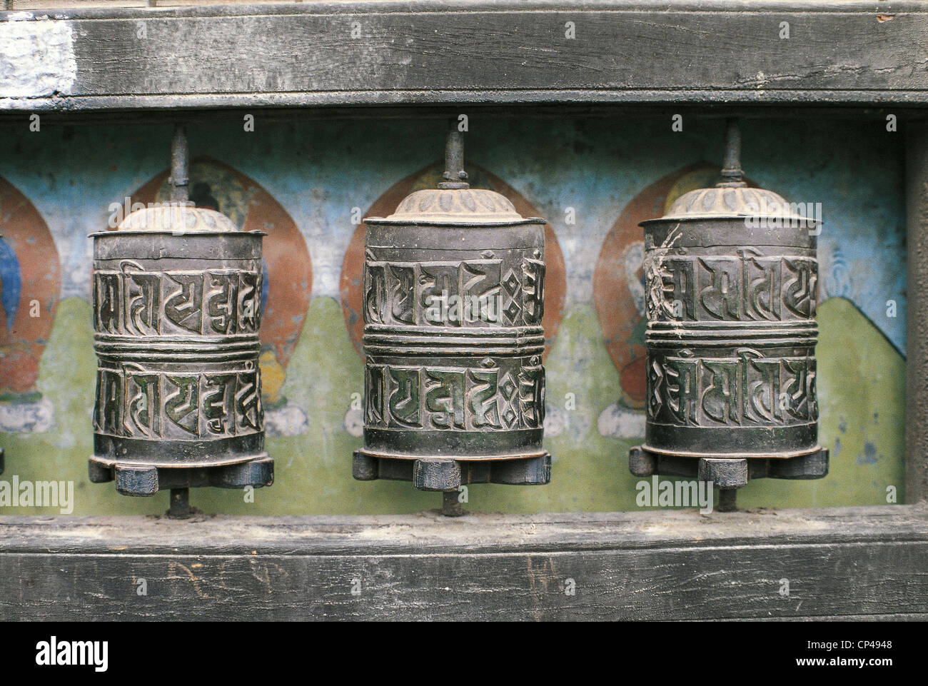 India - Patan - Prayer Wheels Stock Photo - Alamy