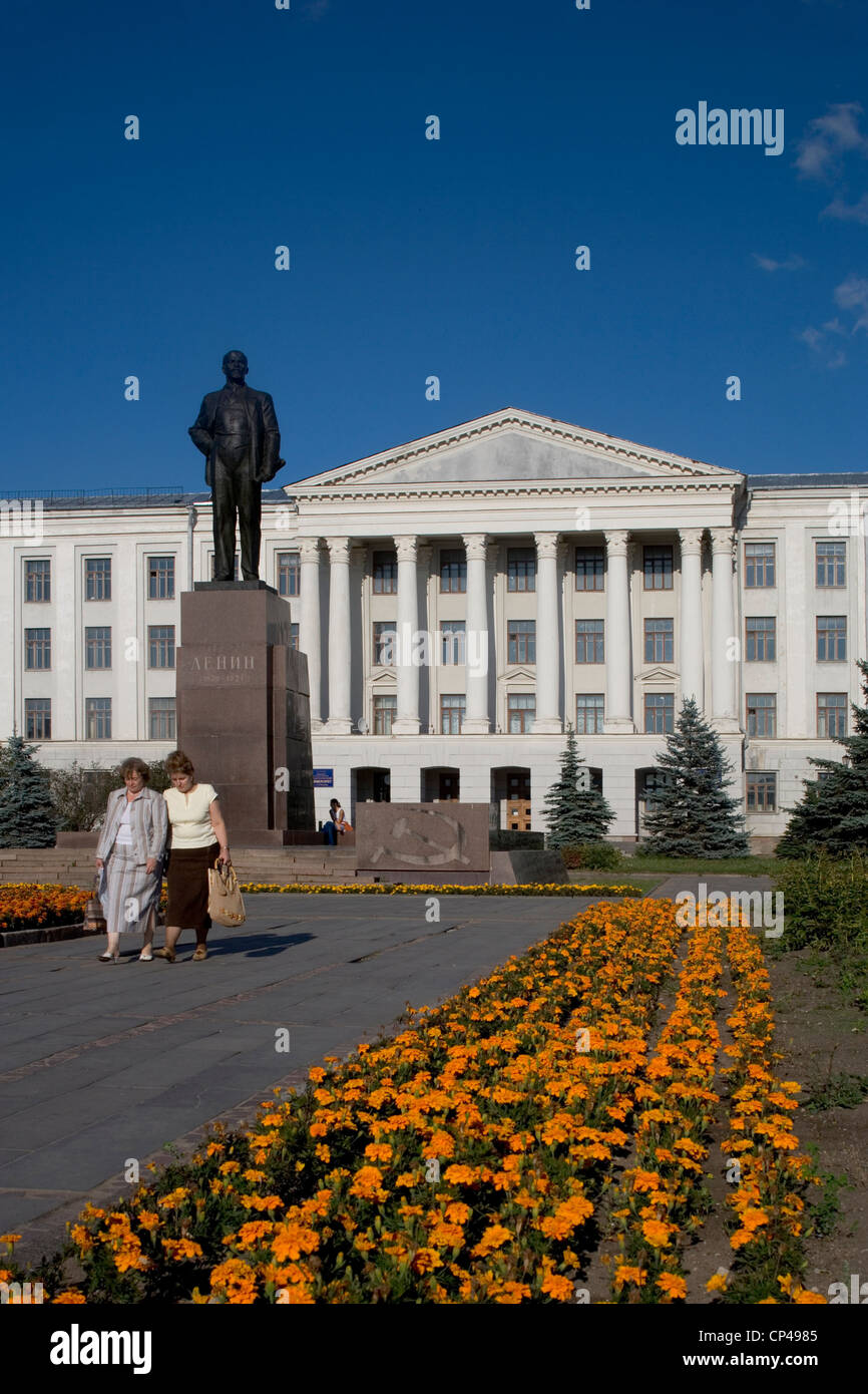 Russia - Pskov. The monument to Lenin (Vladimir Ilyich Ulyanov) in the square Stock Photo
