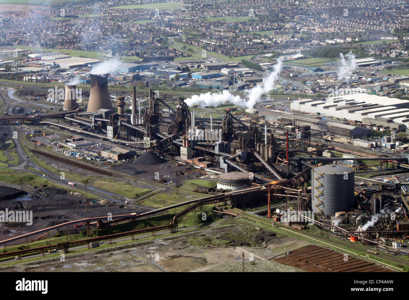 aerial view of Scunthorpe Steel Works, run again by British Steel Stock Photo